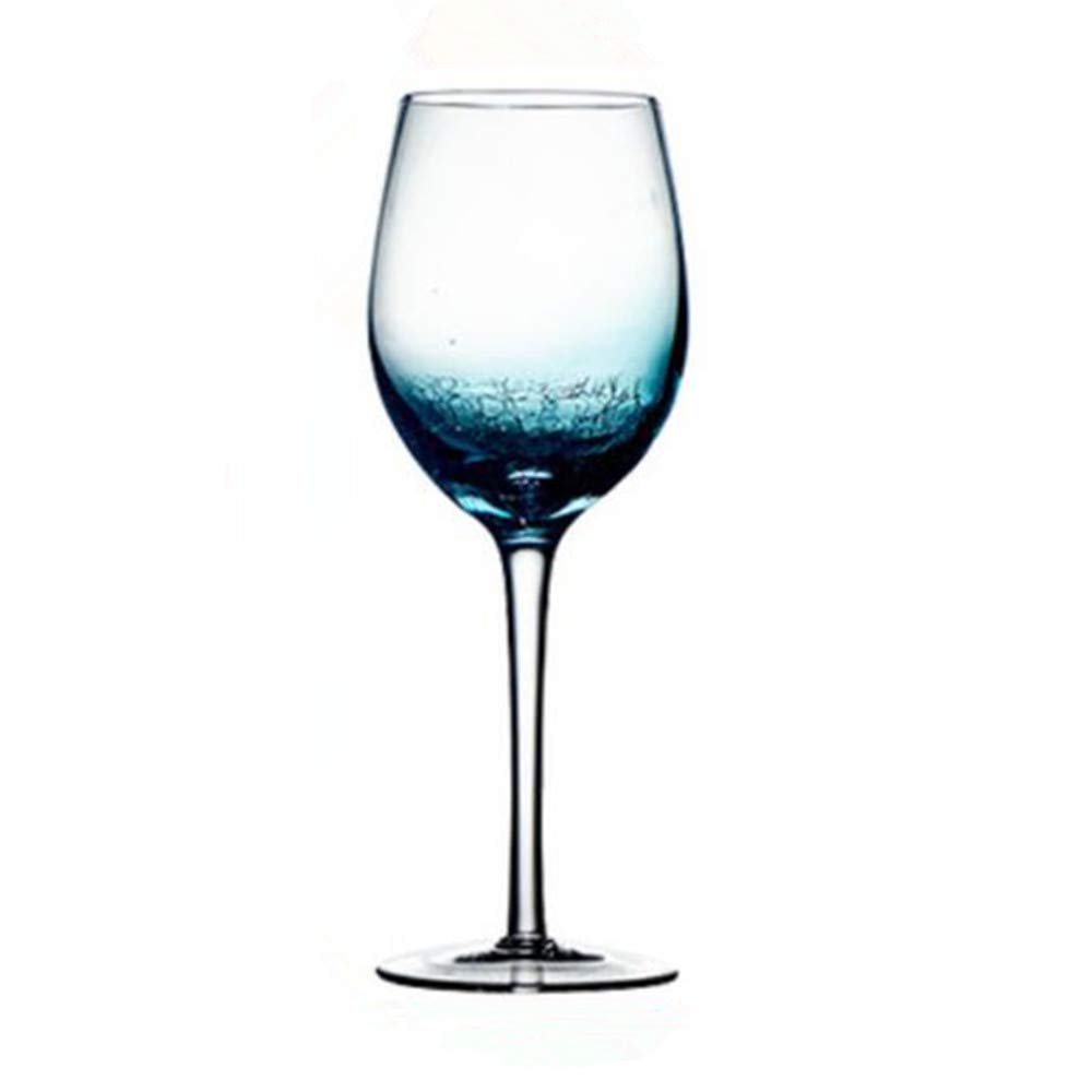 Gradient Blue Crystal Wine Glasses Set - 100% Lead-Free Premium Crystal Ice Cracked Design for Red Wine, Cocktails & Champagne - Perfect for Dinner Parties, Weddings & Romantic Date Nights