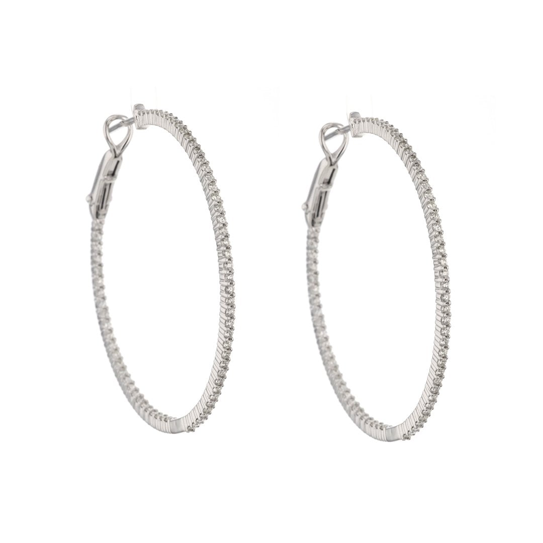 1.30 Carat Diamond Inside Out Hoop Earrings for Women - 14K Gold Huggie Earrings for Everyday Wear & Special Occasions