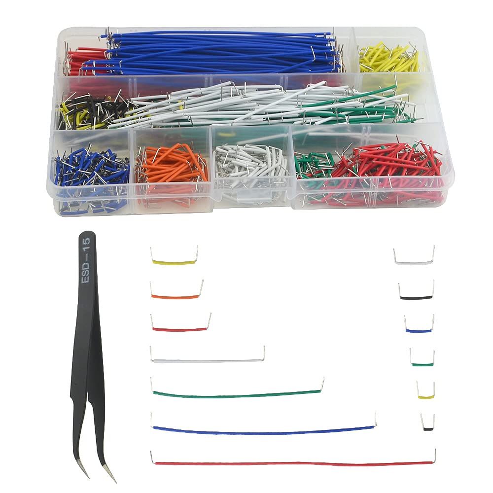 8 Colors 560Pcs 2.54mm Jumper Wires Kit for Breadboard Circuits & PCB Projects with Tweezer