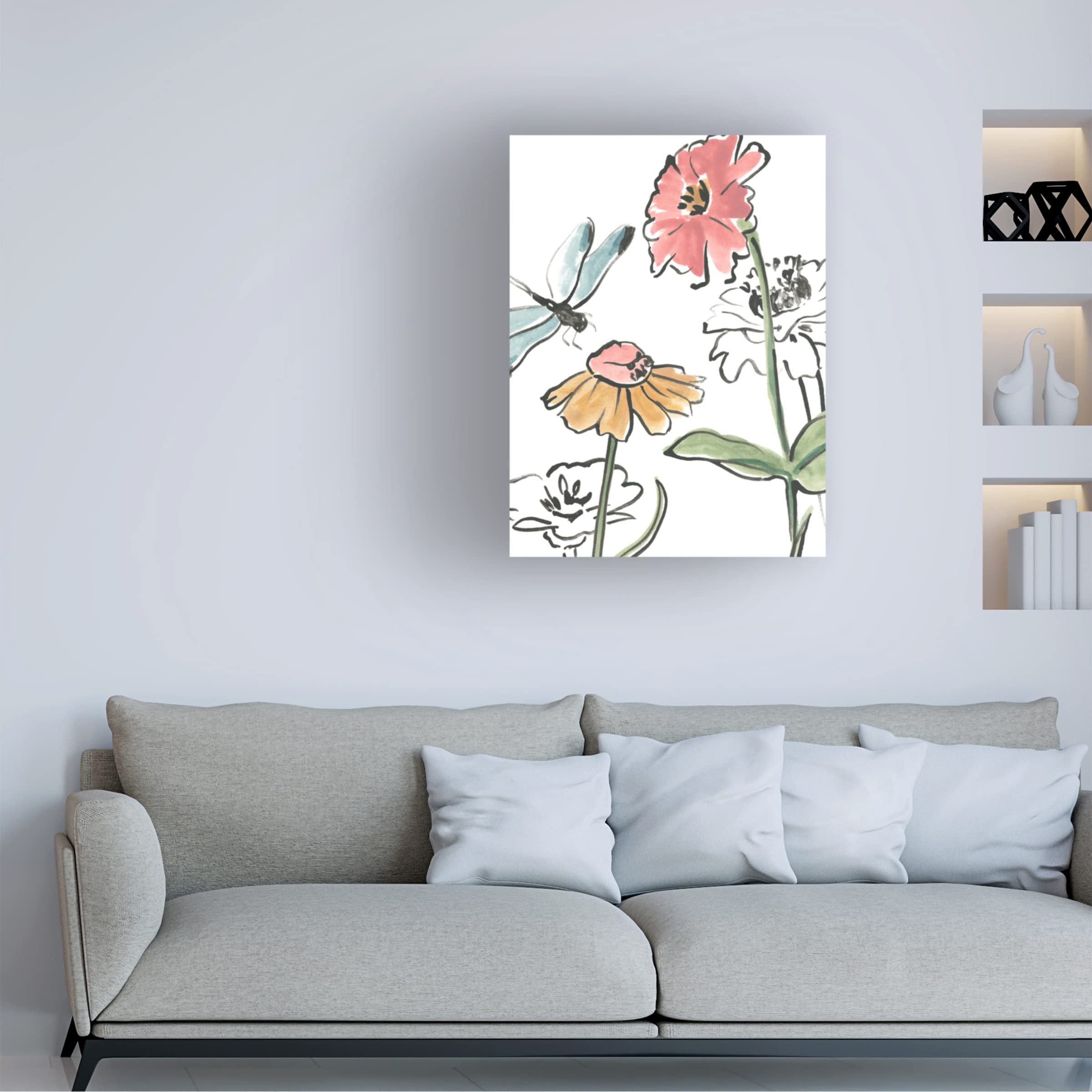 Boho Florals I Canvas Wall Art by June Erica Vess - Modern Botanical Floral Painting for Living Room, Bedroom & Office Decor