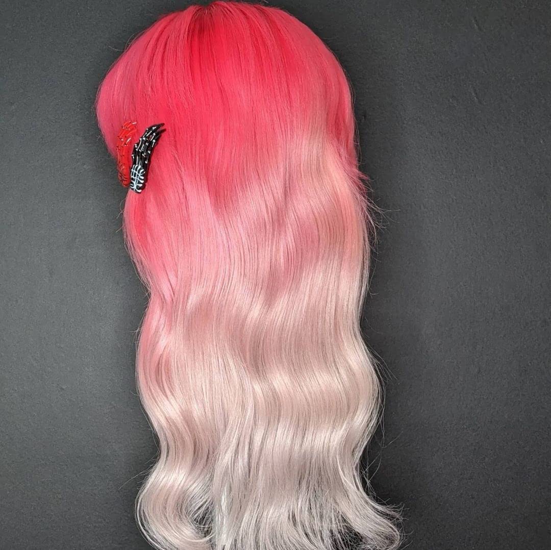 Ombre Red Pink Body Wave Human Hair Wigs 150% Density HD Lace Front - Glueless Pre-Plucked Lace Wig for Women (20 Inch) | Perfect for Cosplay, Parties & Daily Styling