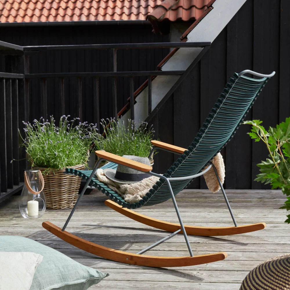 CLICK Outdoor Rocking Chair - Patio, Garden & Porch Relaxation - Comfortable All-Weather Wicker Rocking Chair for Backyard, Poolside & Deck Use