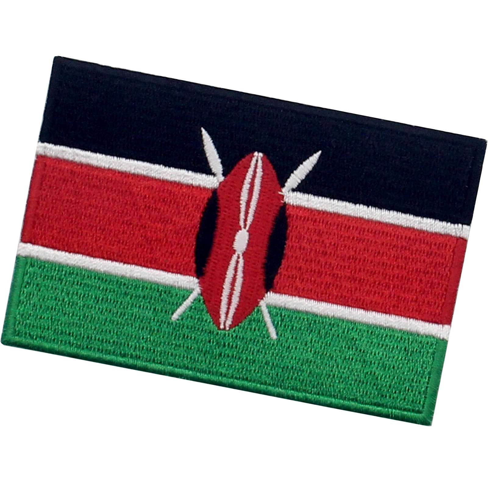 Kenya Flag Patch - Embroidered Iron On & Sew On Applique - Kenyan National Emblem for Backpacks, Jackets & Uniforms