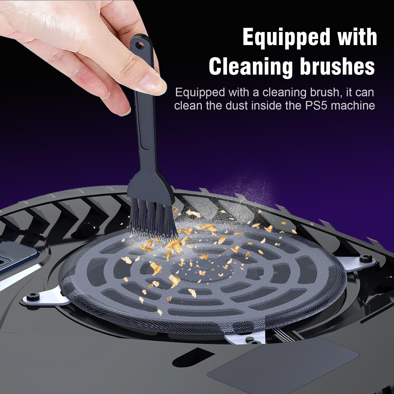 4Pcs PS5 Cooling Fan Dust Screen & Heat Dissipation Ventilation Covers with 1 Silicone Dust Plug Set - Compatible with PS5 Pro & Slim Models - Prevent Overheating & Dust Protection for Gaming Consoles