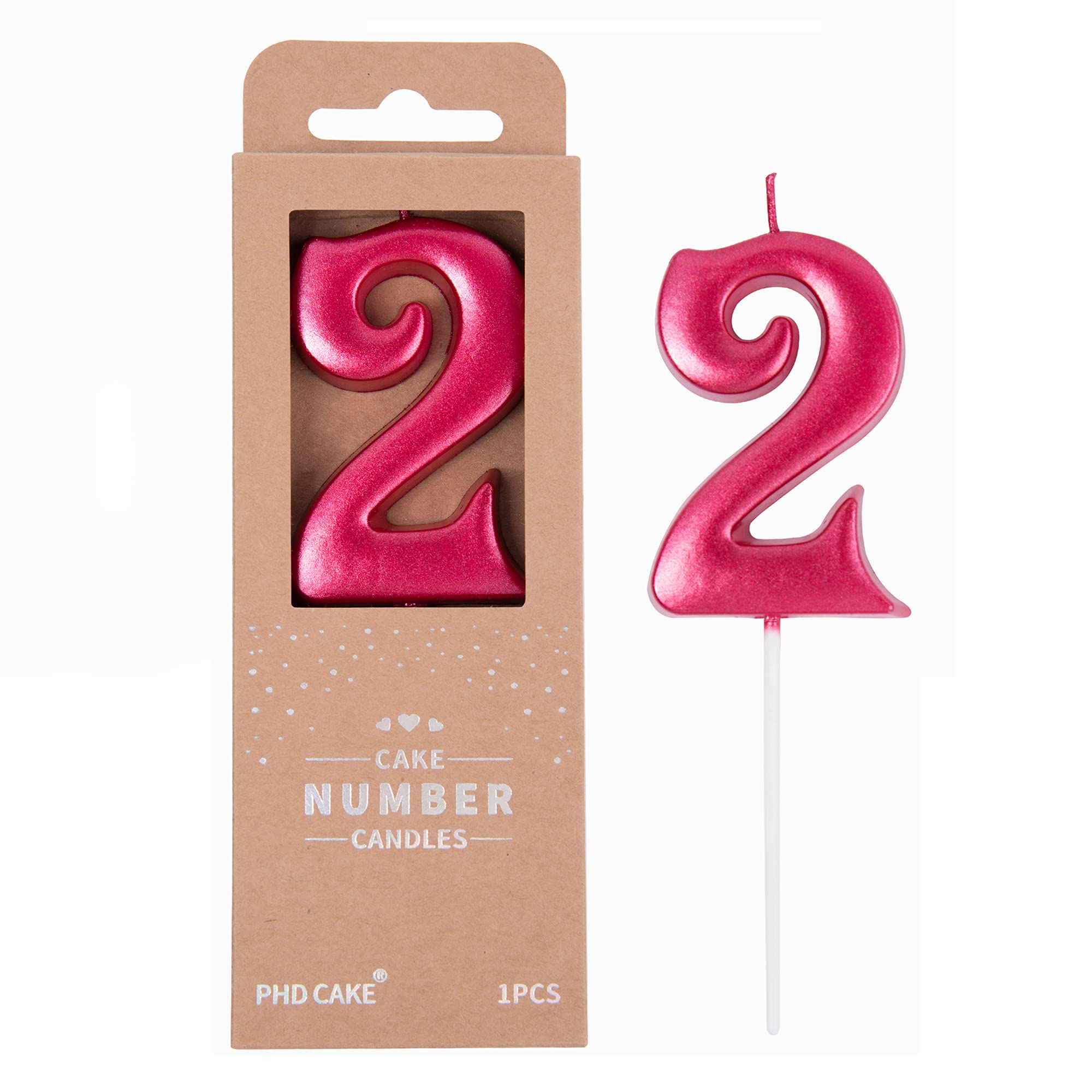 Elegant Red 2.76 Inch Number 2 Birthday Cake Candles - Red Number Candles for Birthday Cakes, Party Celebrations & Special Occasions | Perfect for Birthday Parties, Anniversary Cakes & Festive Decorations