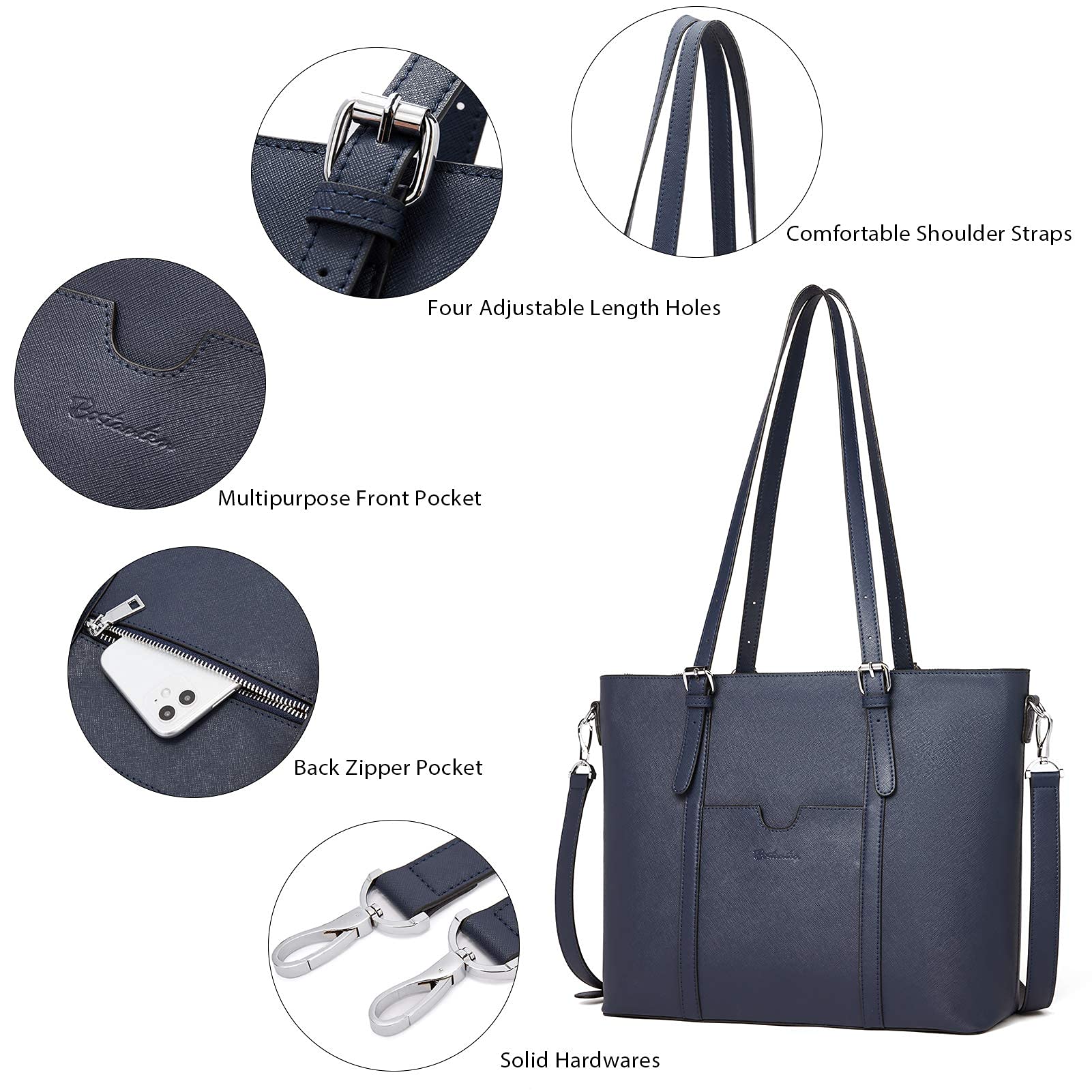 BOSTANTEN Women's Genuine Leather Laptop Tote Bag - 15.6 Inch Vintage Office Shoulder Bag & Work Briefcase Purse for Business, Travel & Daily Commute
