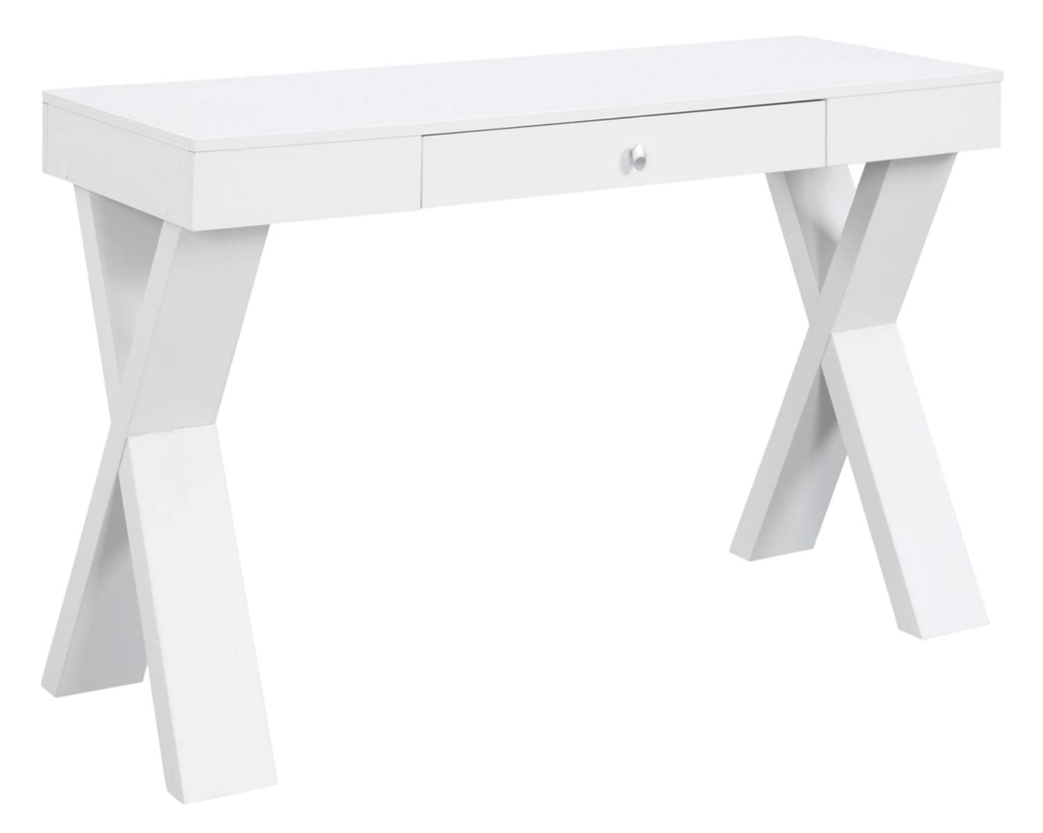 Convenience Concepts Newport 1 Drawer White Writing Desk - Compact Home Office Furniture for Small Spaces, Study Rooms & Dorm Rooms