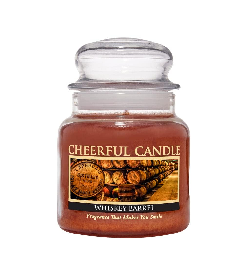 Whiskey Barrel Scented Candle - 16oz Jar Candle with 80 Hours Burn Time, Aromatic Soy Wax Candle for Home Decor, Romantic Gifts for Women - Perfect for Cozy Evenings, Wedding Favors & Holiday Presents