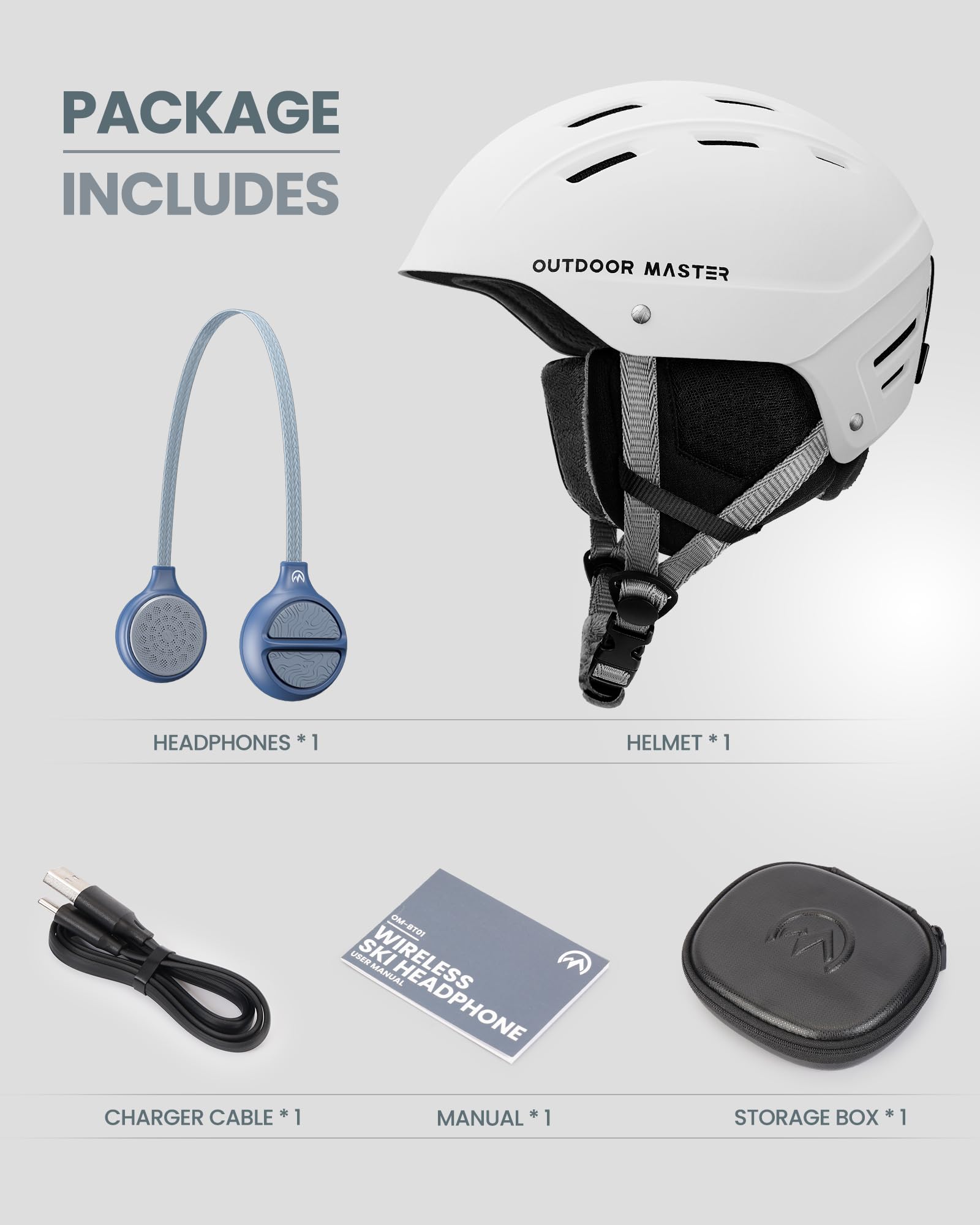 OutdoorMaster Kelvin II Ski Helmet with Wireless Bluetooth - Adjustable Snowboard Helmet for Men, Women & Youth - Built-in Headphones for Skiing, Snowboarding & Winter Sports