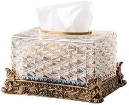 Crystal Glass Tissue Box Holder - Luxury European-Style Home Decor for Living Room, Coffee Table & Bedside | Elegant Storage Solution for Tissues with Retro Design | Perfect for Home, Office & Hotel Decor