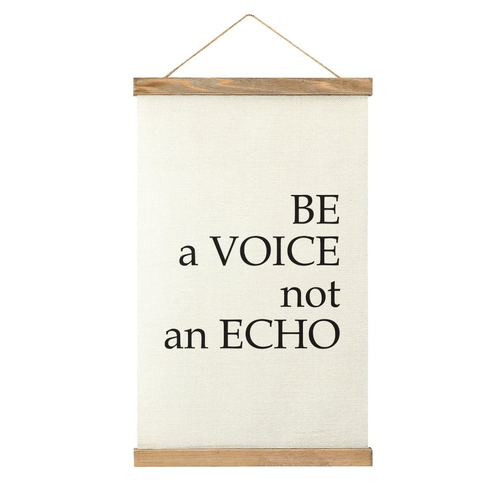 Farmhouse Canvas Wall Art - 'Be A Voice Not An Echo' with Wooden Frame - 13x20.4 Inch Hanging Poster for Home Decor in Bedroom, Living Room & Kitchen - Perfect for Rustic, Boho & Modern Interior Design Styles