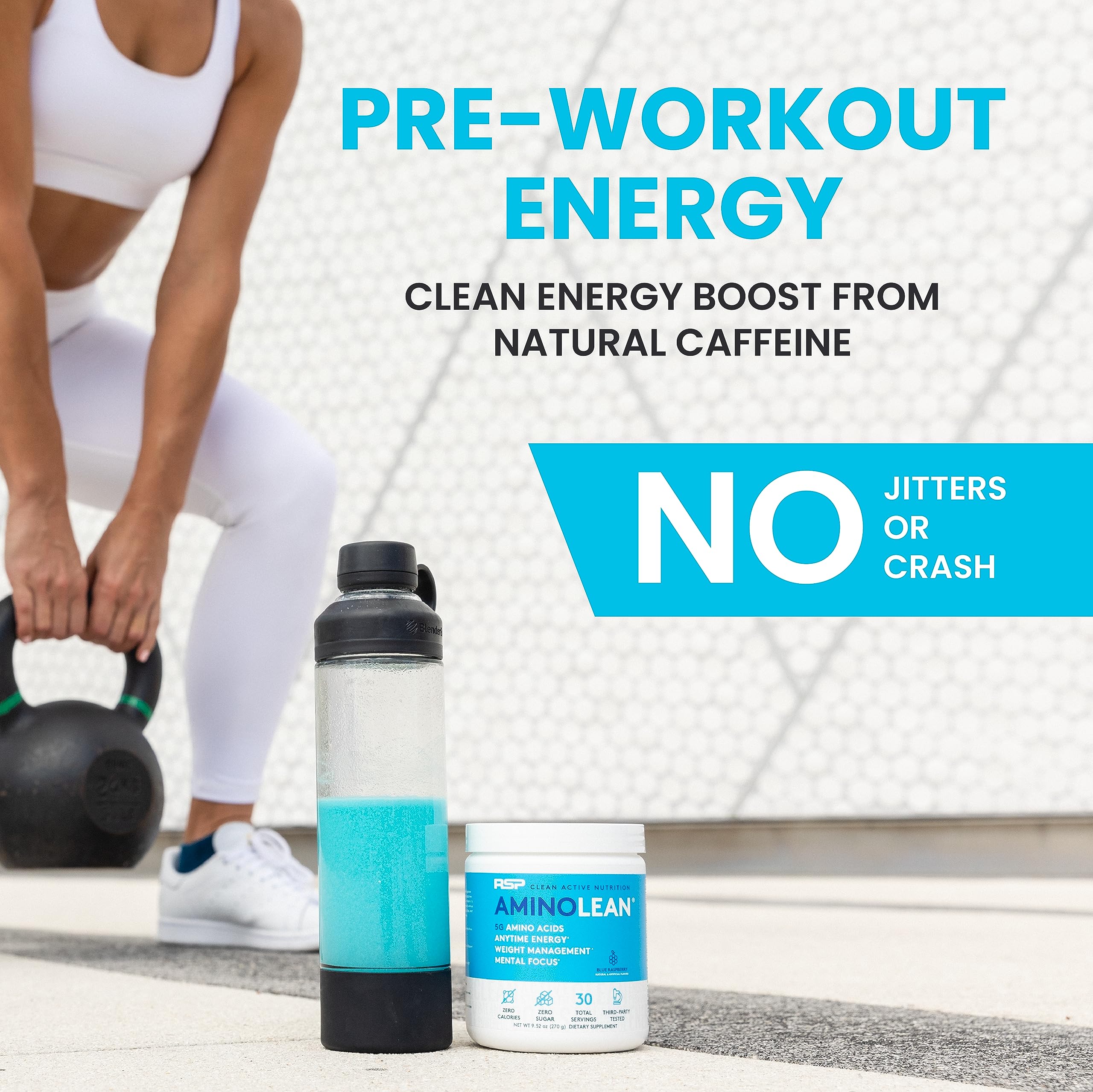 RSP Nutrition AminoLean Pre Workout Powder - Vegan BCAA Amino Acids with Natural Caffeine for Energy & Weight Management | Preworkout Boost for Men & Women | 30 Servings Pink Lemonade Flavor | Perfect for Gym, Fitness & Weight Loss Training