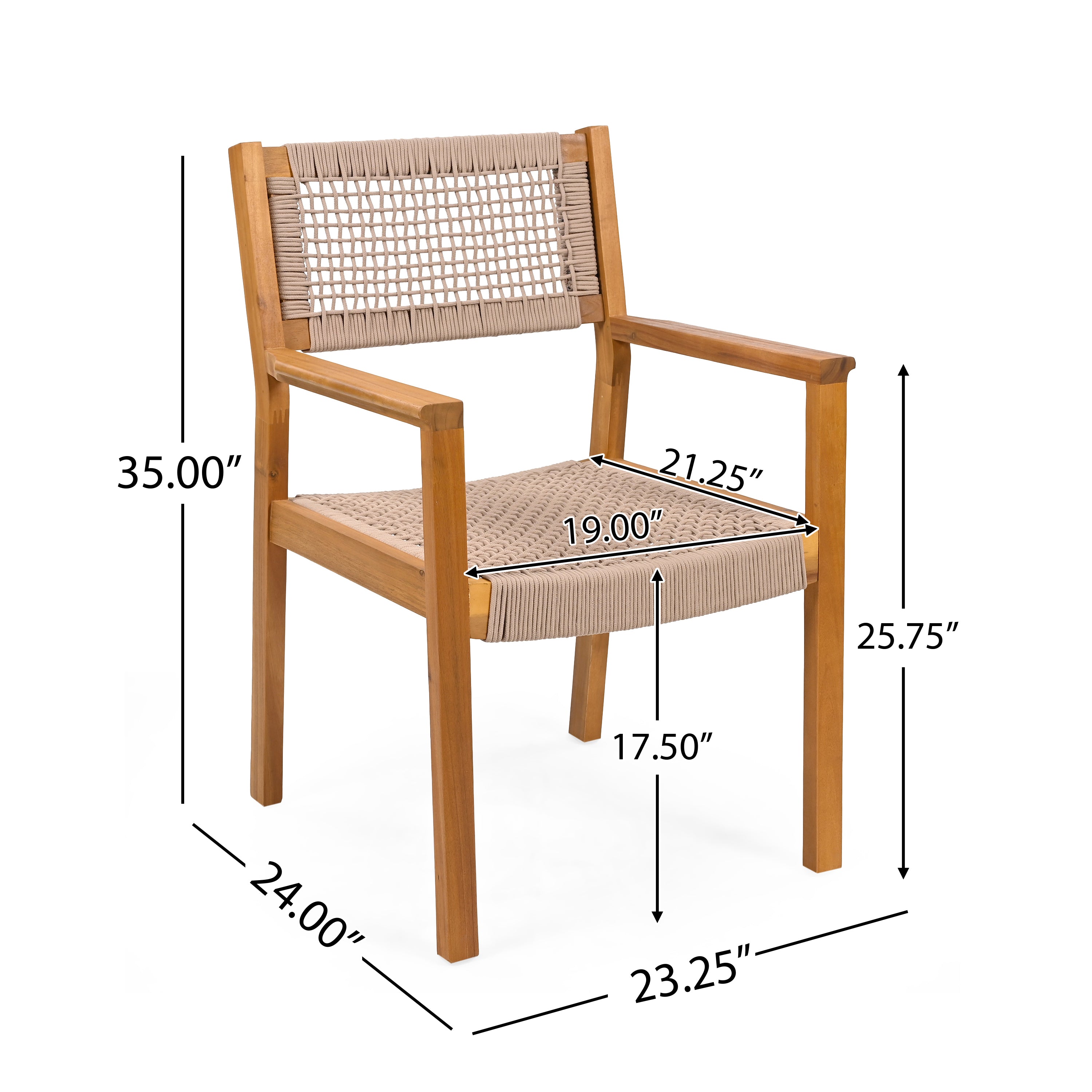 Braided Dining Chair Light Brown - Woven Rattan Seat, Sturdy Wood Frame - Perfect for Kitchen, Dining Room, Patio & Boho Home Decor