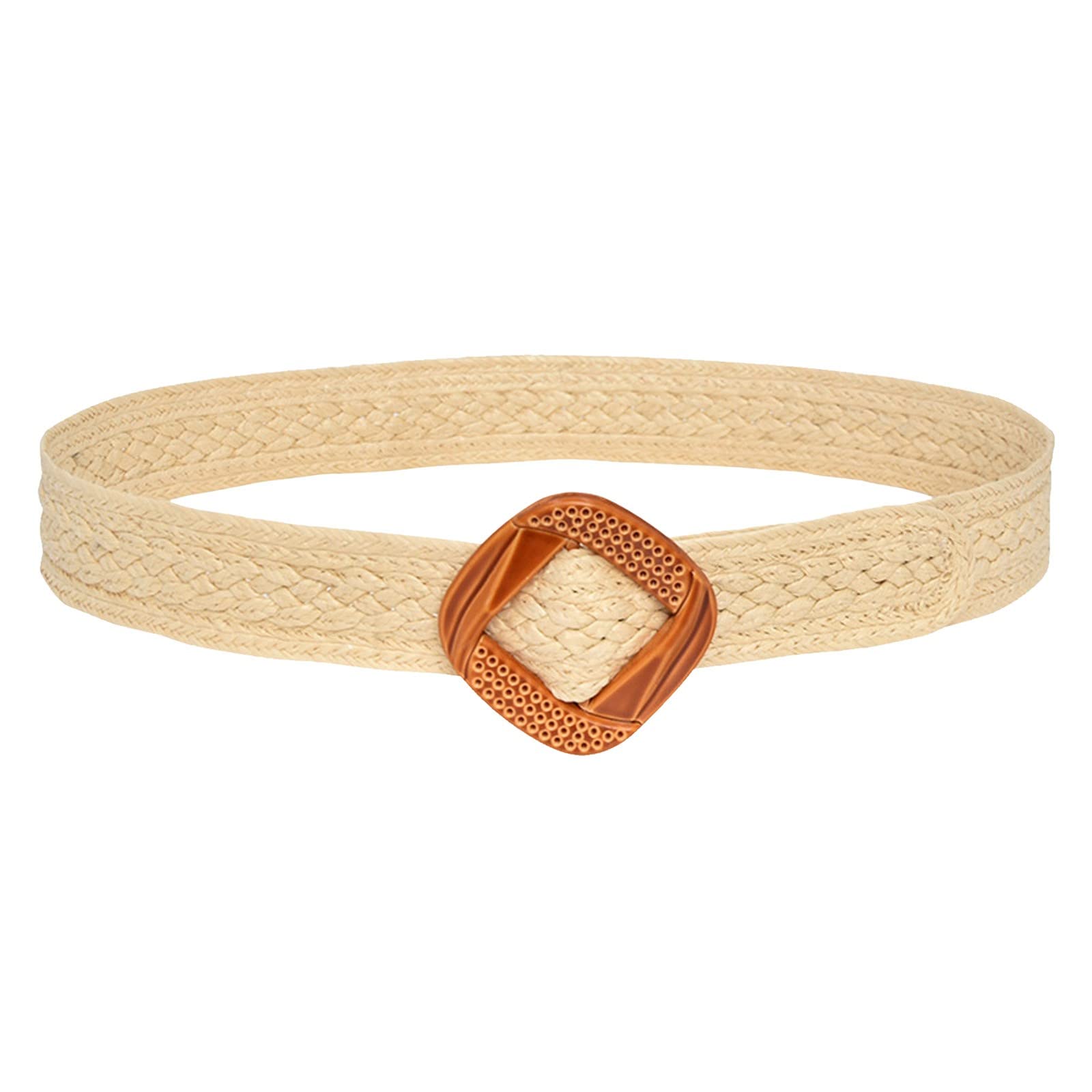 Women's Summer Elastic Woven Belt - Stretch Skinny Waist Belt with Wooden Buckle for Weight Loss & Fashion | Perfect for Dresses, Jeans & Casual Outfits