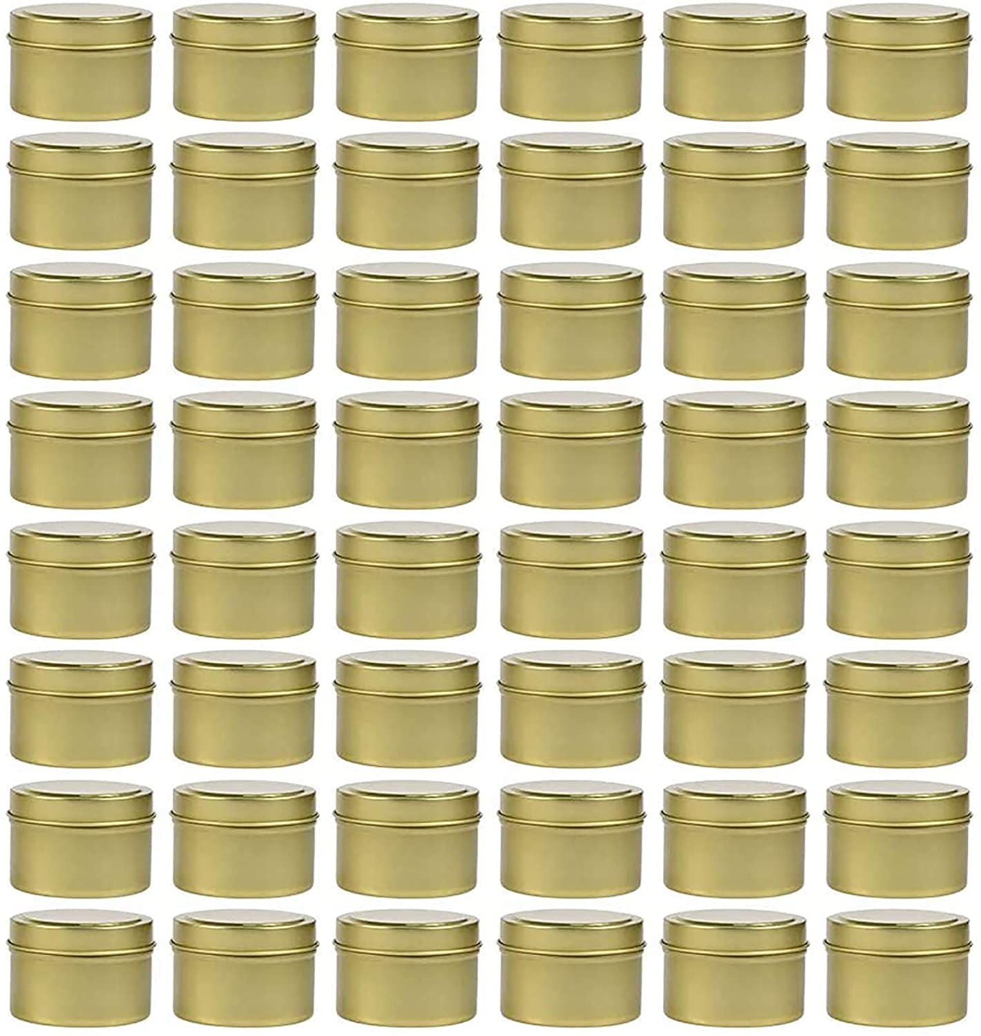 NRANSON 48 Pack 8 Oz Gold Metal Candle Tins with Lids - Complete DIY Candle Making Kit Includes 50 Cotton Wicks, 40 Wick Stickers & 4 Wick Holders - Perfect for Home Decor, Gifts, Wedding Favors & Aromatherapy