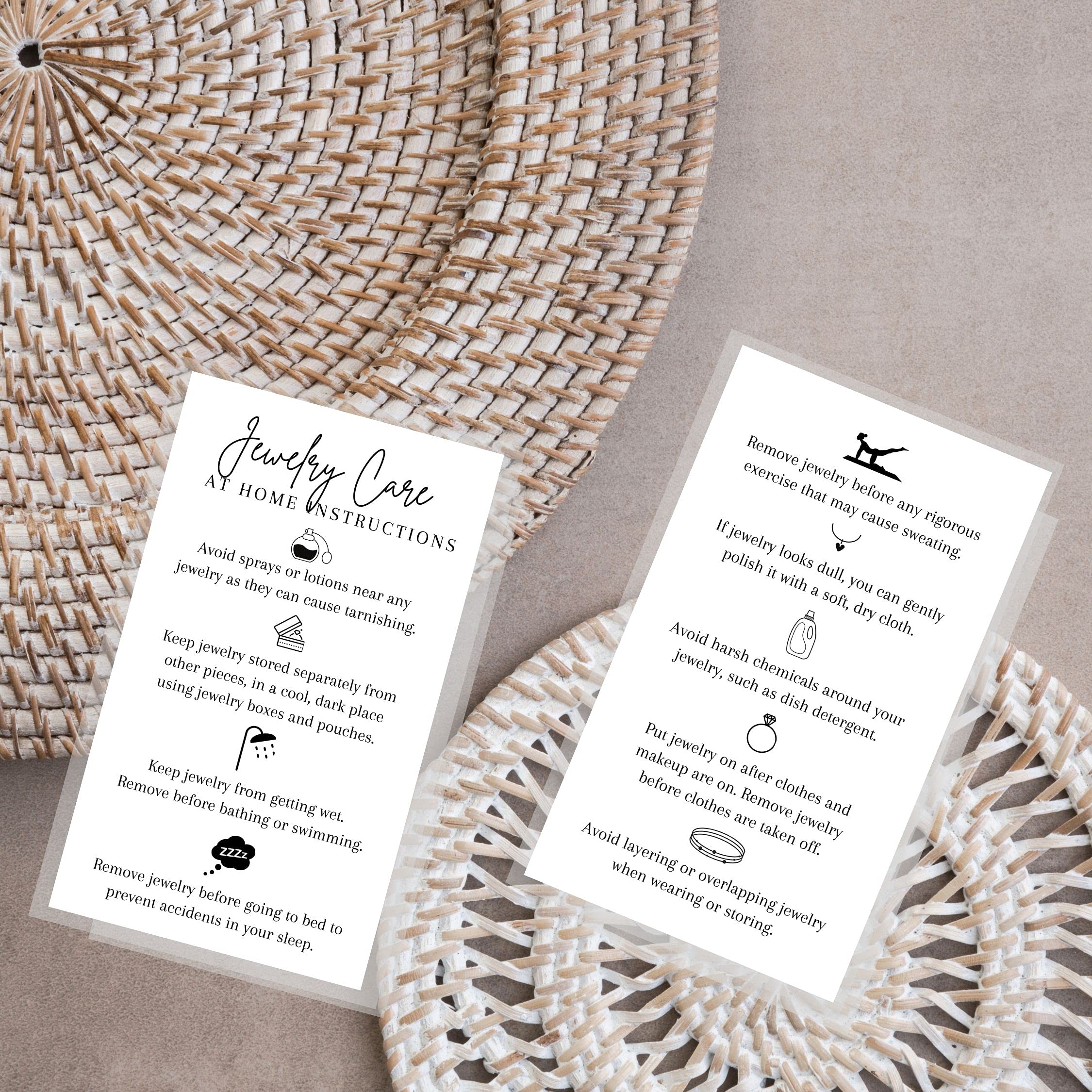 50 Pack Jewelry Care Instruction Cards - 2