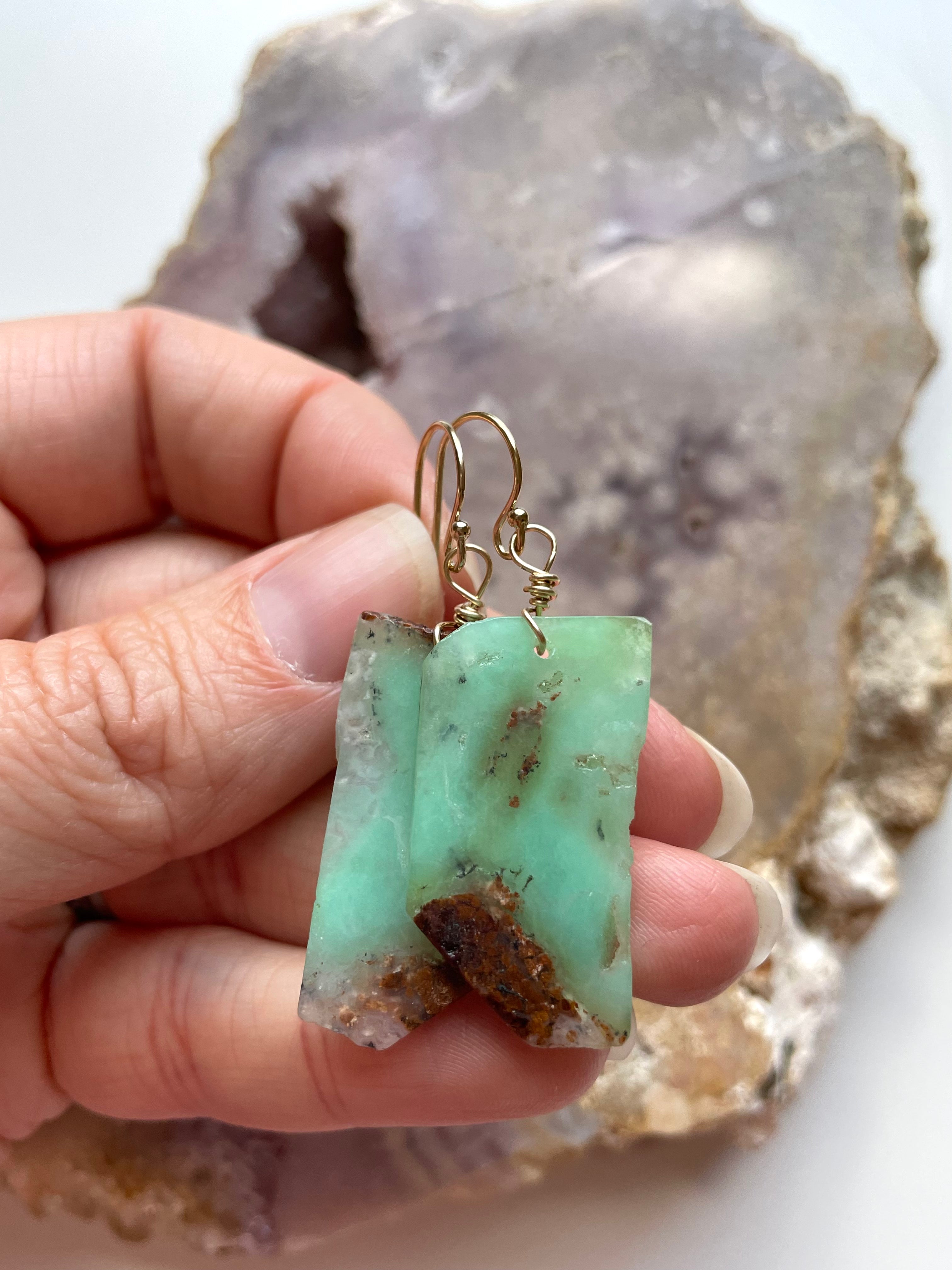 Stunning Chrysoprase Statement Earrings in Gold Fill – Elegant Dangle Earrings for Women | Perfect for Parties, Weddings & Special Occasions