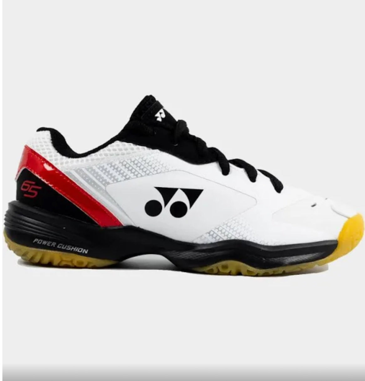 Yonex Power Cushion 65 Junior Badminton Shoes for Kids - White/Lime & White/Red - Lightweight Comfort for Court Sports & Training