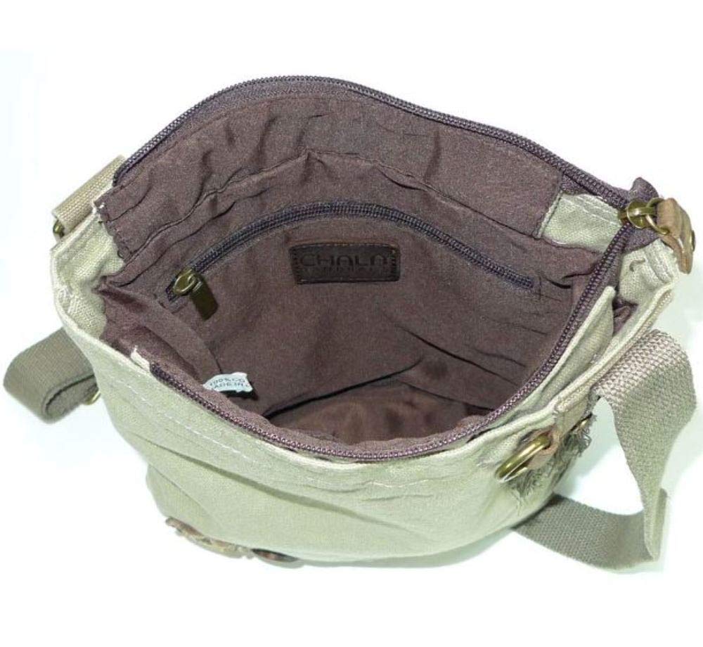 CHALA Cross-Body Women's Handbag - Canvas Messenger Shoulder Bag for Women, Parrot Blue & Sand Color | Perfect for Work, Travel & Everyday Use