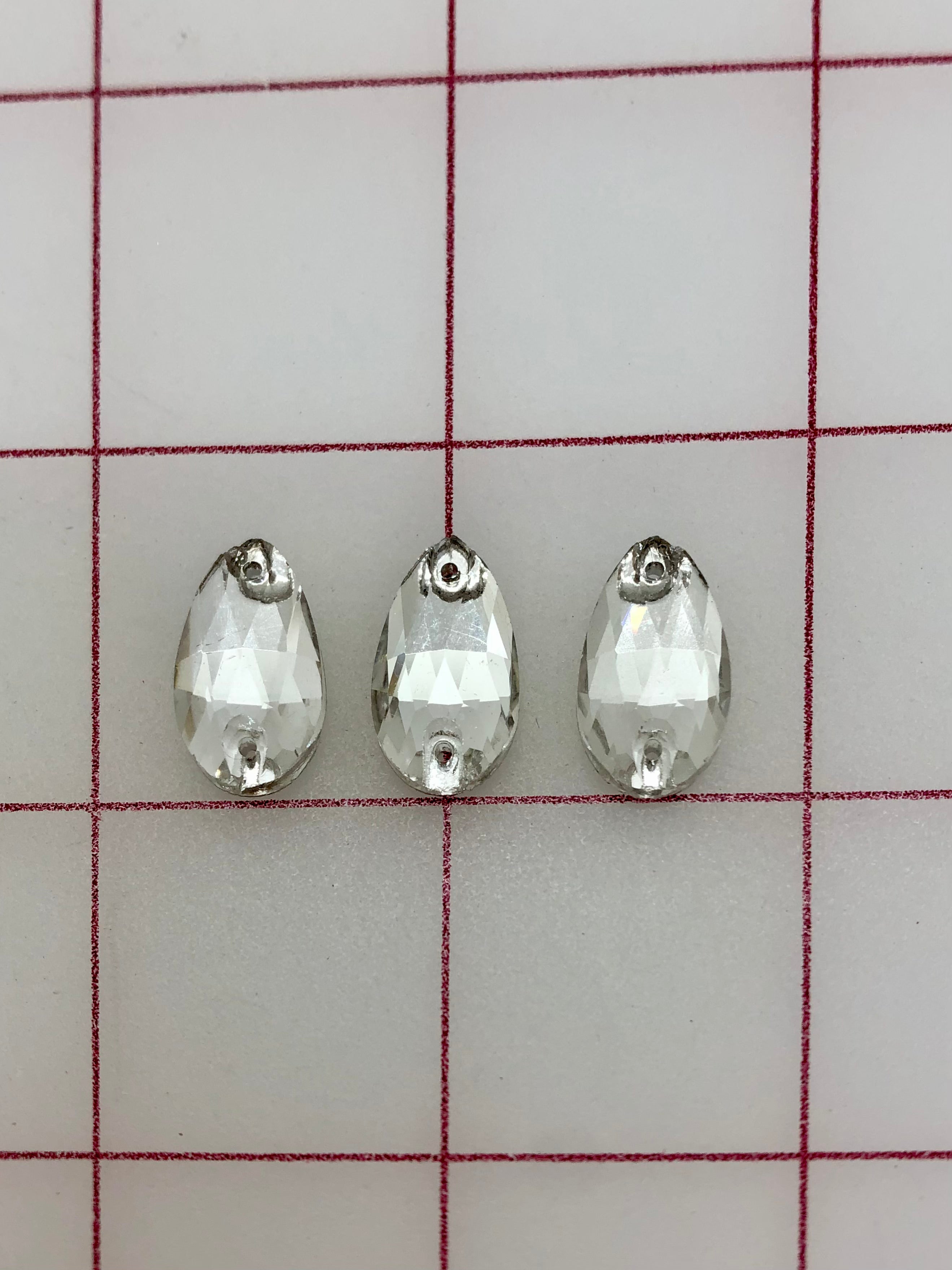 10x18mm Czech Bright Cut Crystal Pear Shape Rhinestones - Premium Sew On Stones for DIY Clothing, Costumes, and Accessories | Perfect for Dresses, Hats, and Craft Projects