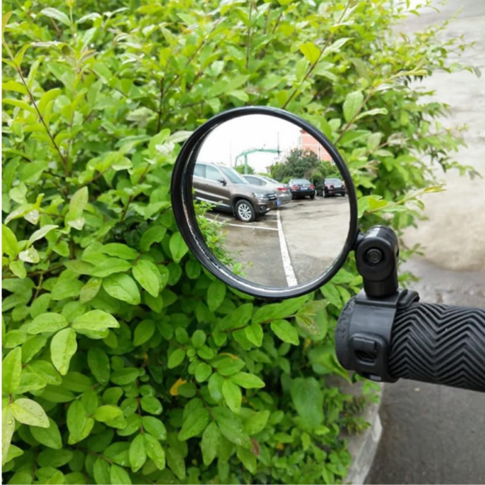 2 Pack Adjustable 360° Rotatable Bicycle Rearview Mirrors - Universal Handlebar Bike Mirror for Road & Mountain Cycling - Safe Riding Accessories for Commuting, Touring and Outdoor Adventures (Black)