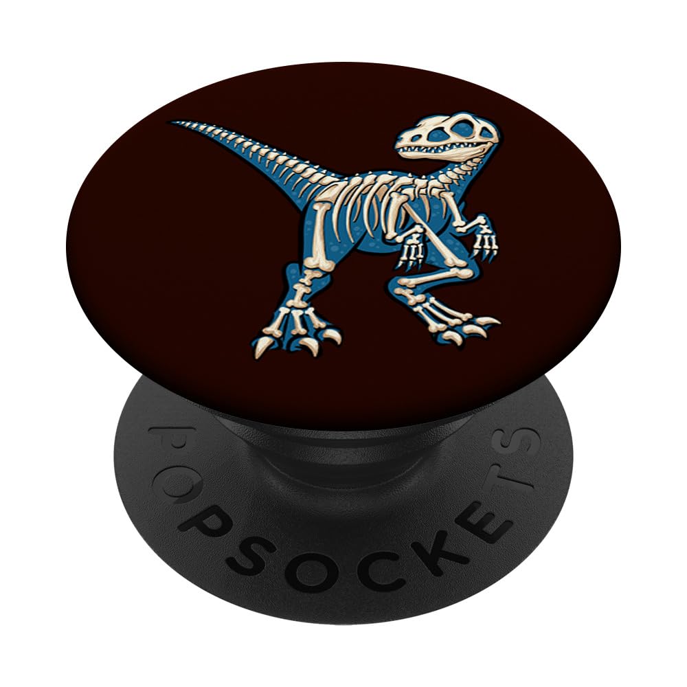 Clever Velociraptor Skeleton Dinosaur Bones Raptor PopSockets Grip - Reusable Phone Stand & Grip for iPhone, Samsung - Perfect for Gaming, Selfies, and Daily Use
