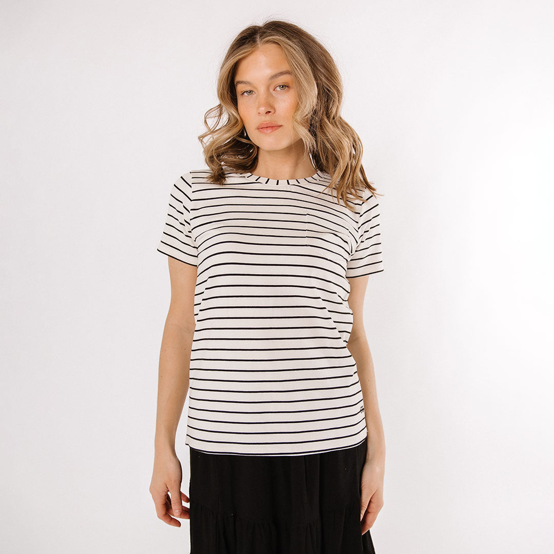 Premium Black Venice Stripe Basic Tee for Men & Women | Soft Cotton Crew Neck T-Shirt | Casual Wear, Layering & Everyday Outfits