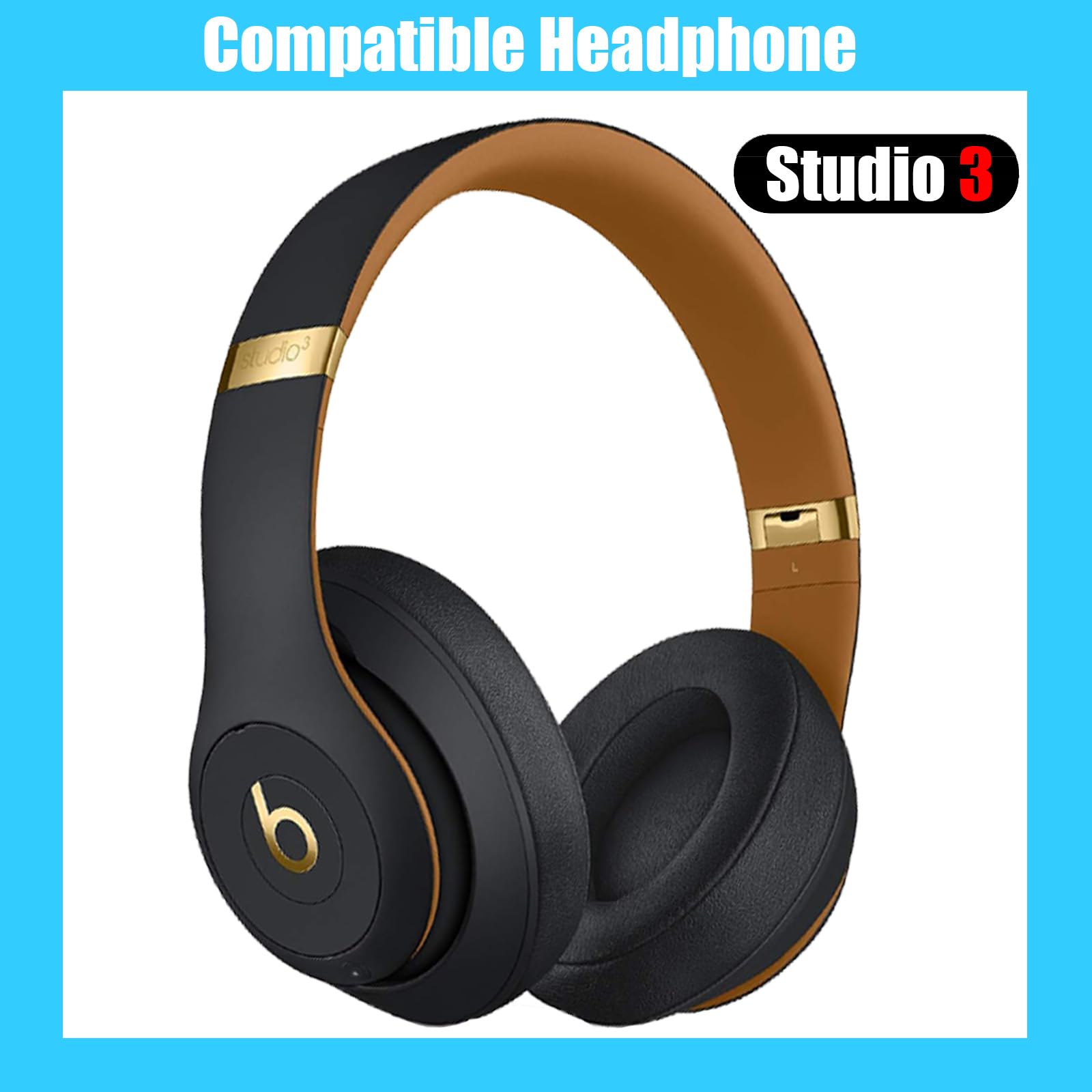 Beats Studio 3.0 (Model A1914) Wireless Headphones Replacement Headband Kit - Midnight Black | Top Arch Band Repair Accessories for Studio 3 Headphones | Perfect for Gym, Travel & Daily Use