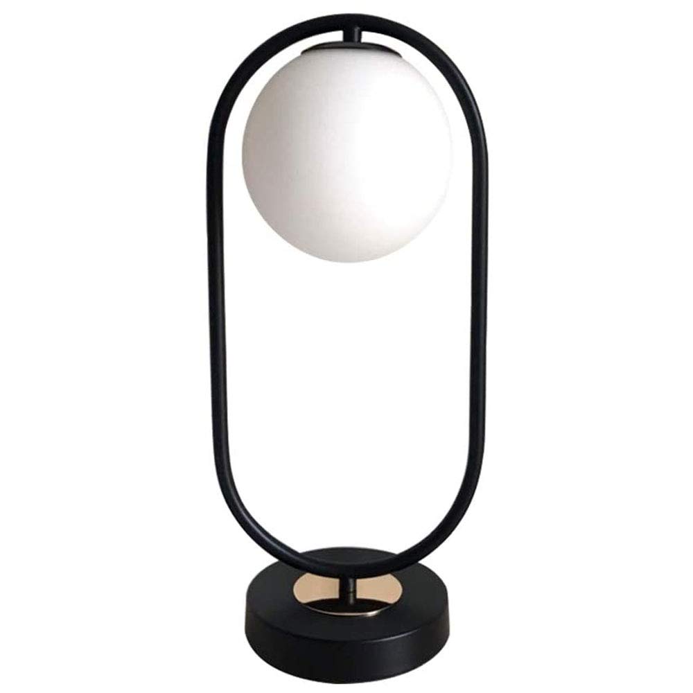 Modern Minimalist Black Table Lamp with White Milky Shade - Oval Bedside Lamp for Living Room & Bedroom Decor | Perfect for Nightstands, Home Office, and Cozy Reading Nooks