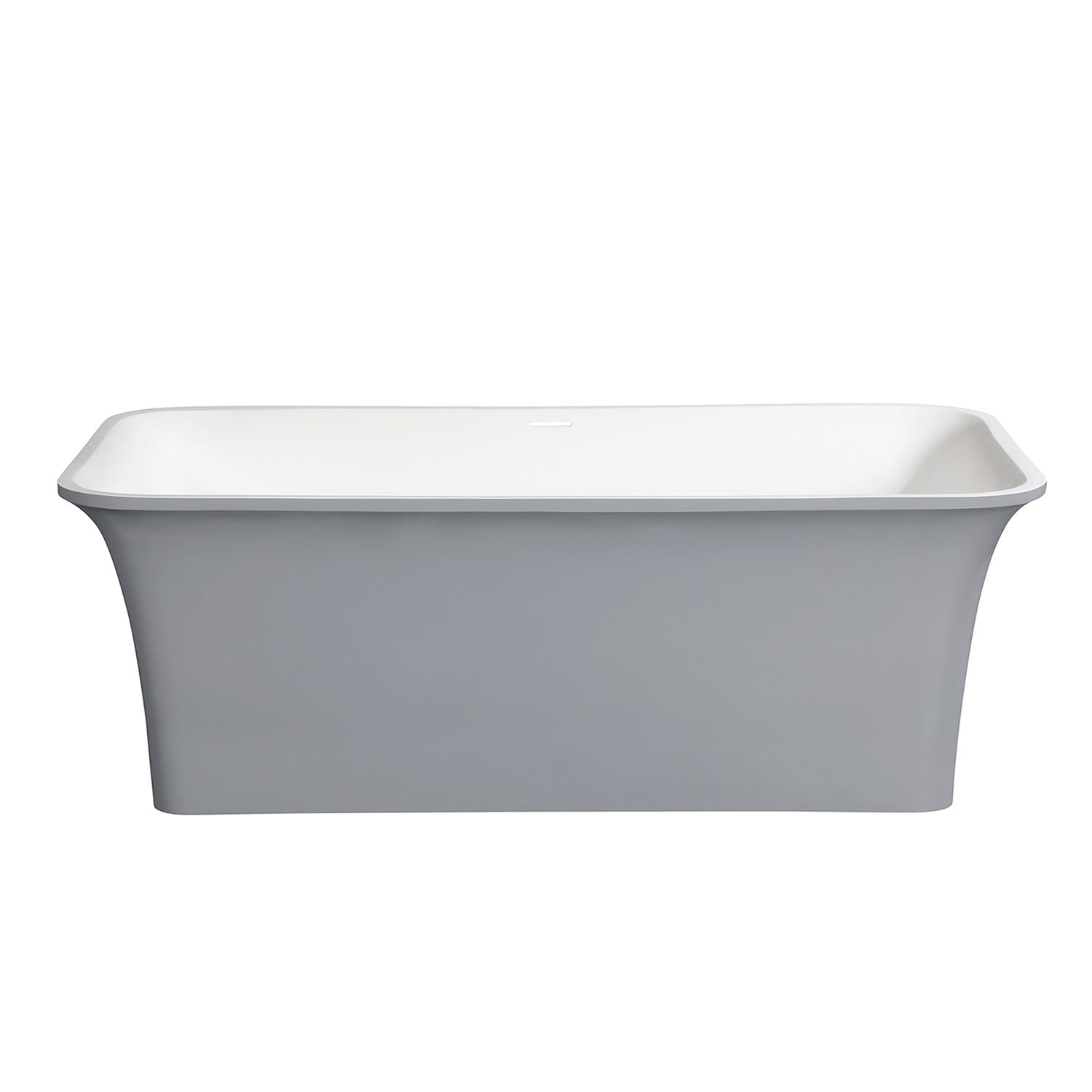 Arcticstone 67 Inch Freestanding Bathtub - Matte White/Gray Double Ended Rectangular Soaking Tub with Drain | Solid Surface Modern Design for Spa-Like Relaxation in Master Bathroom