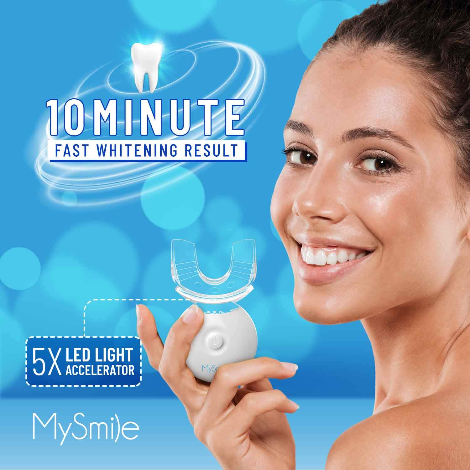 MySmile Teeth Whitening Kit with LED Light & Cordless Water Flosser Combo - Professional Dental Care for Brighter Smile at Home, Travel, and Office Use