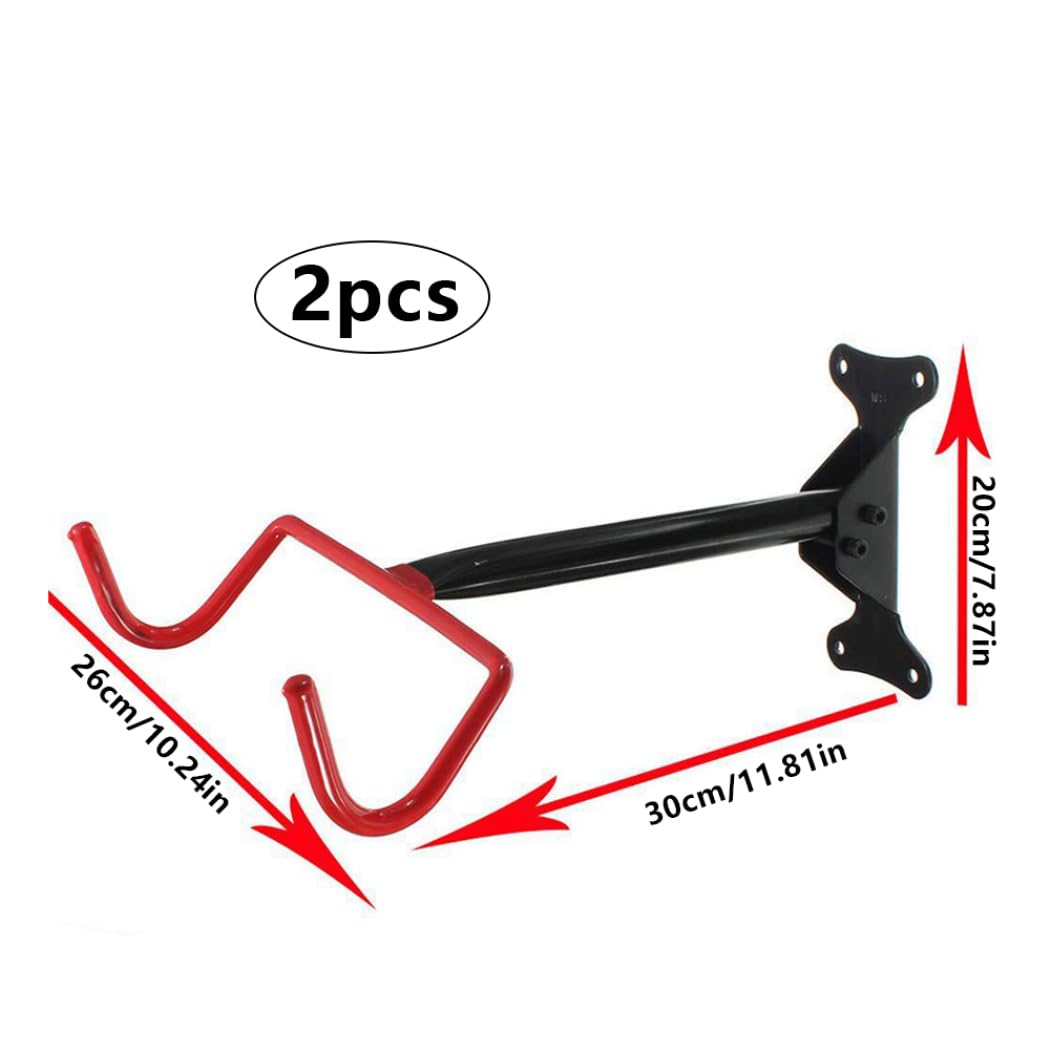 2PCS Adjustable Bike Wall Mount Hooks - Heavy Duty Garage Bike Rack for Horizontal Storage (Load Capacity 15kg/33lbs, 30x26x20cm) - Perfect for Garage, Basement & Apartment Bike Organization