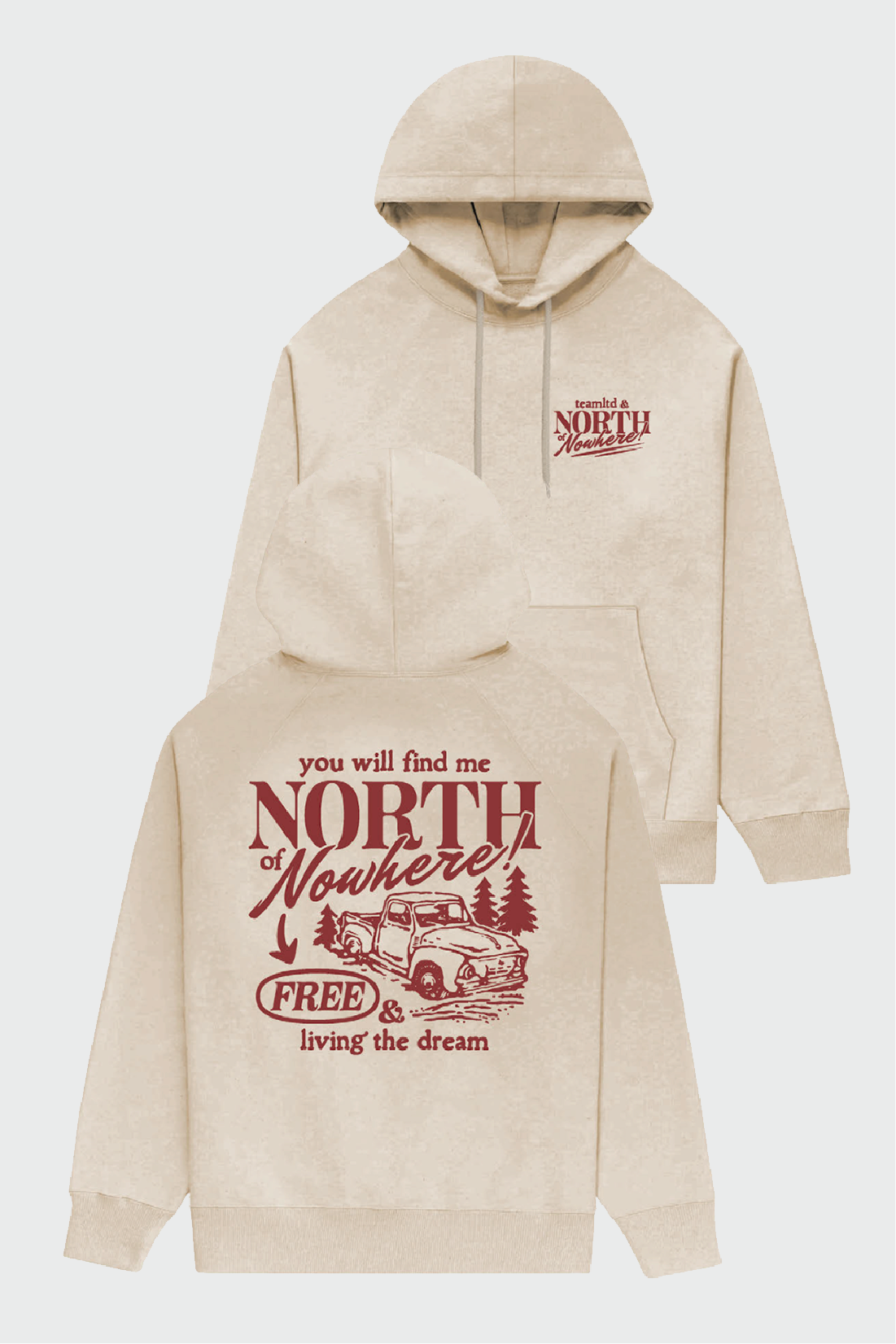 North of Nowhere x TEAMLTD Festival Hoodie - Stylish Unisex Pullover Sweatshirt for Music Festivals & Outdoor Events
