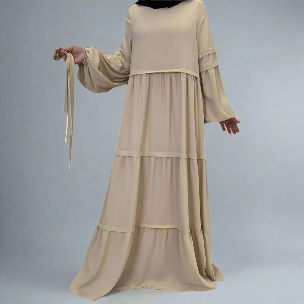Elegant Chiffon Abaya Dress for Muslim Women - Modest Islamic Prayer Dress for Eid, Ramadan & Special Occasions