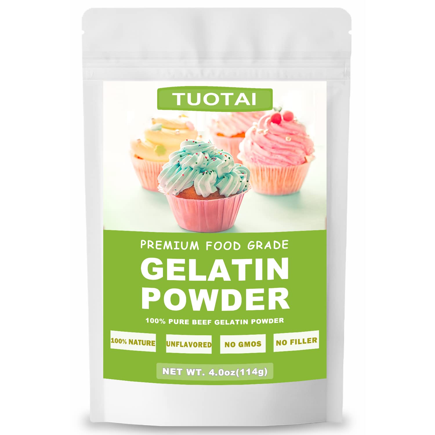 Unflavored Gelatin Powder 4oz - Food Grade for Baking, Jelly, Marshmallow, Cake & Desserts - Perfect for Homemade Gummies, Yogurt & Protein Shakes