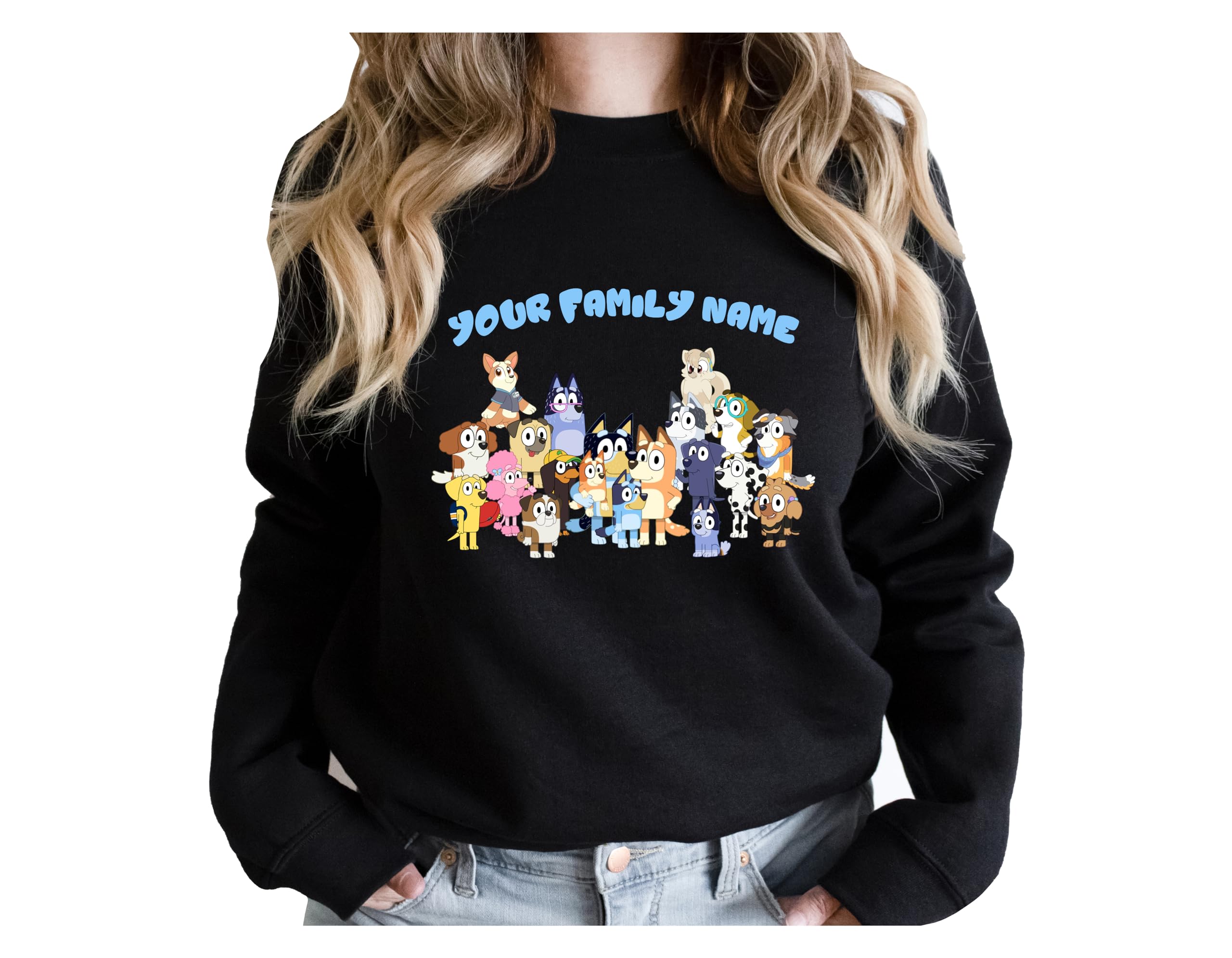Custom Bluey Family Sweatshirts - Kids & Adult Matching Birthday Party Outfits - Bluey Themed Birthday Squad Shirts for Girls, Boys & Family - Perfect for Birthday Celebrations, Theme Parties & Family Photos