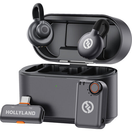Hollyland LARK M2S DUO Wireless Lavalier Microphone System for iPhone Android - 2.4GHz Dual Wireless Mic Kit with USB-C Charging (Space Gray) | Perfect for Vlogging, YouTube Videos, Live Streaming & Interviews