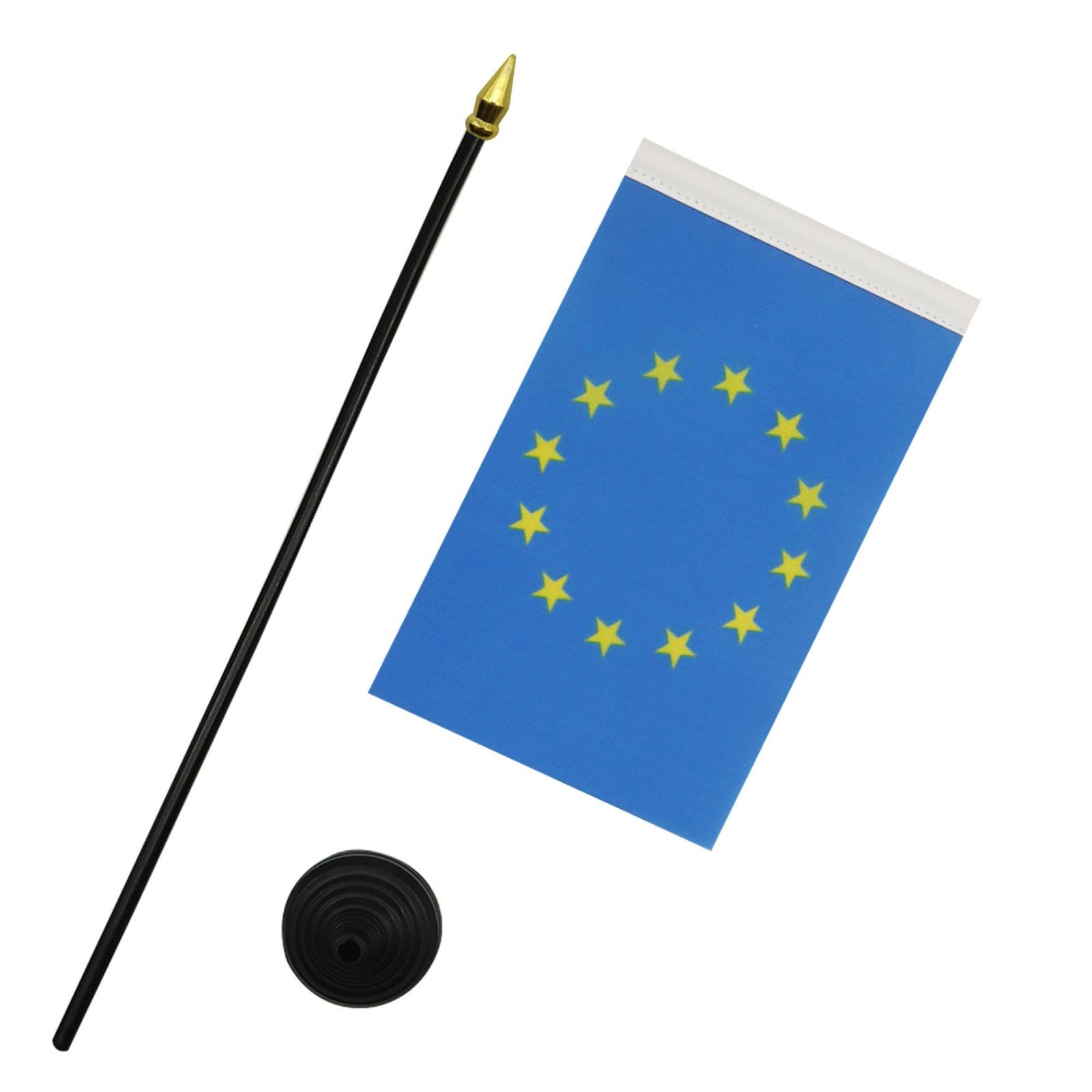 AZ FLAG - Europe Table Flag 4'' x 6'' (15 x 10 cm) - European Union Mini Desk Flag with 10'' Golden Spear Pole - 100% Polyester Office Banner - Perfect for Home, Office Decor & International Events