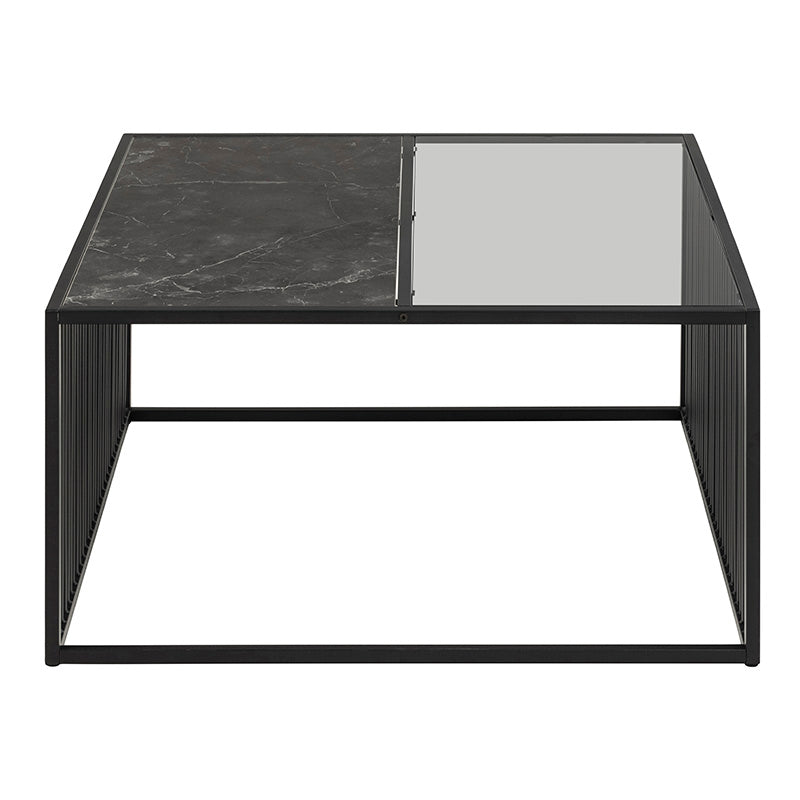 STRINGTON 80cm Square Coffee Table - Black Marble Effect Top for Living Room, Modern Center Table for Home Decor & Small Space Furniture