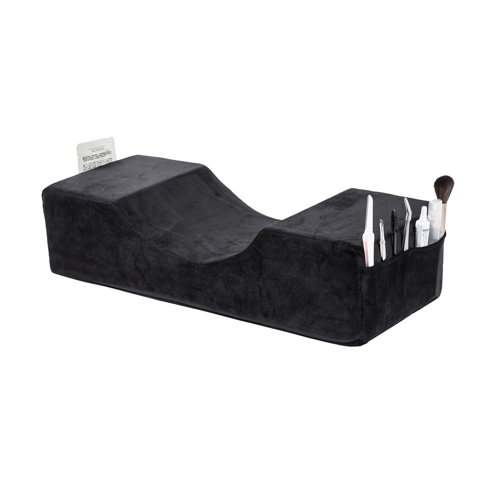 Professional Memory Foam Eyelash Extension Neck Pillow - Comfortable Lash Grafting Support with Velvet Pillowcase for Salon & Home Use (Black) - Ideal for Eyelash Technicians, Beauty Salons & At-Home Spa Treatments