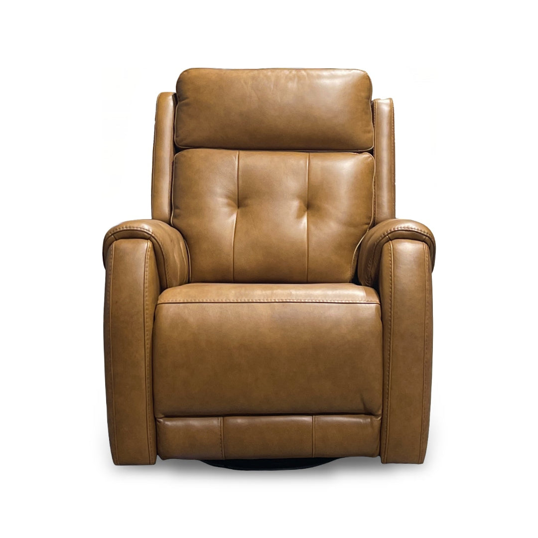 Premium Bergman Leather Power Swivel Glider Recliner Chair - Adjustable Comfort for Living Room, Nursery & Home Theater Relaxation