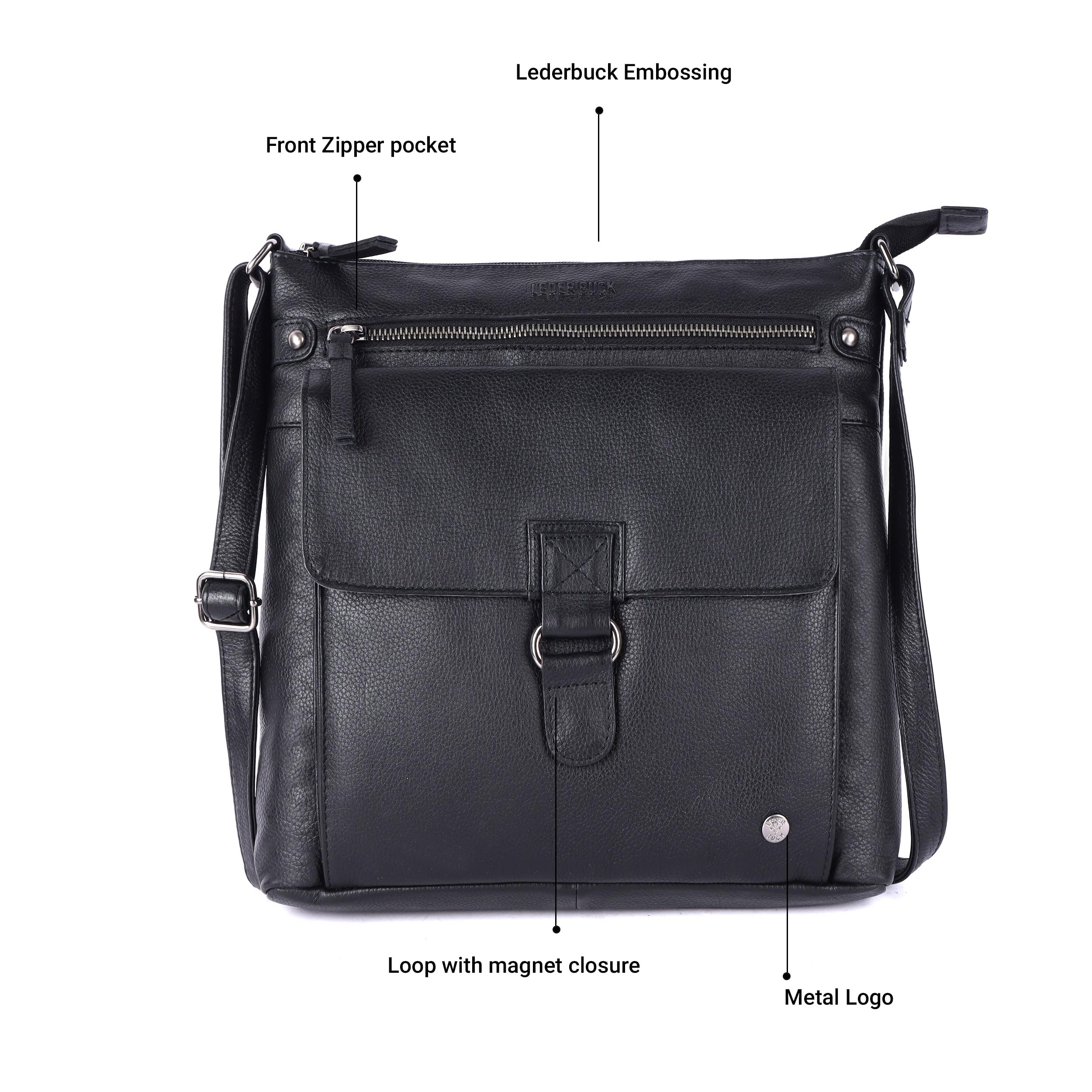 Shirley Large Soft Genuine Leather Women's Crossbody Handbag with Triple Zip - Stylish Sling Shoulder Purse for Work, Travel & Everyday Use