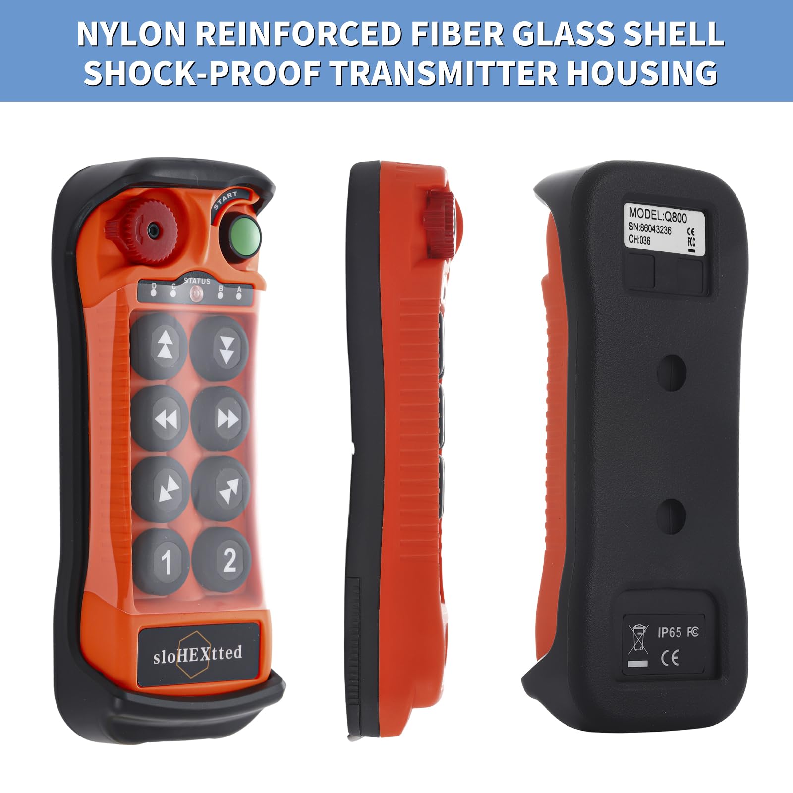 8 Channel Wireless Radio Remote Control Transmitter and Receiver for 12V/24V Overhead Bridge Crane, Electric Chain Hoist - Industrial Crane Controller Q800 | Perfect for Warehouse, Construction & Manufacturing Operations