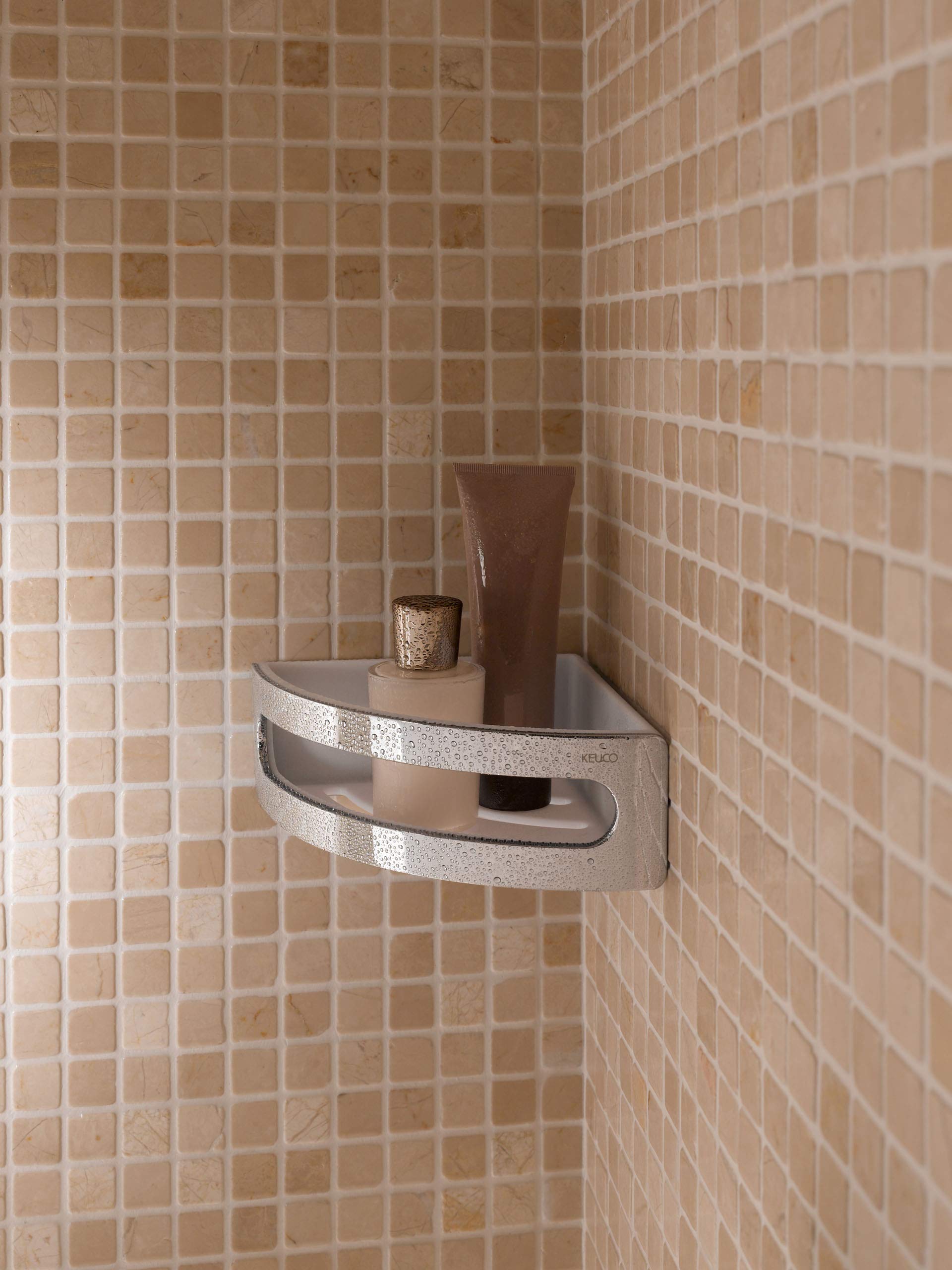 Elegant Chrome & White Corner Soap Dish for Bathroom - Modern Soap Holder for Shower, Sink, and Countertop Organization