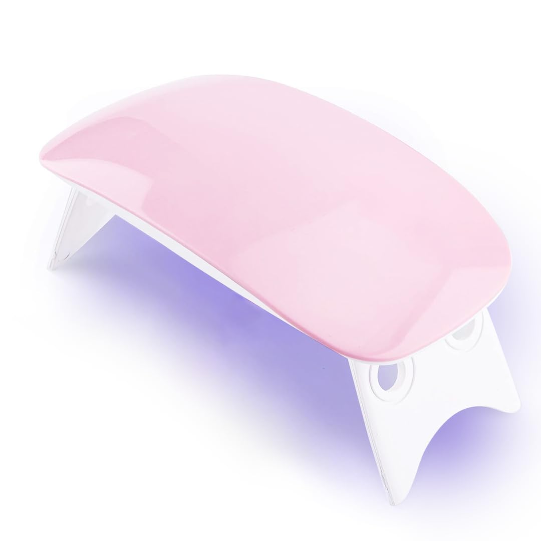 Gleva UV LED Nail Dryer - Foldable Mini Portable Nail Lamp for Quick Drying Gel Polish | Travel & Home Use | Perfect for Women & Girls | Salon Quality Curing Light (Pink) | Great for Manicures, Pedicures & Nail Art at Home or On The Go