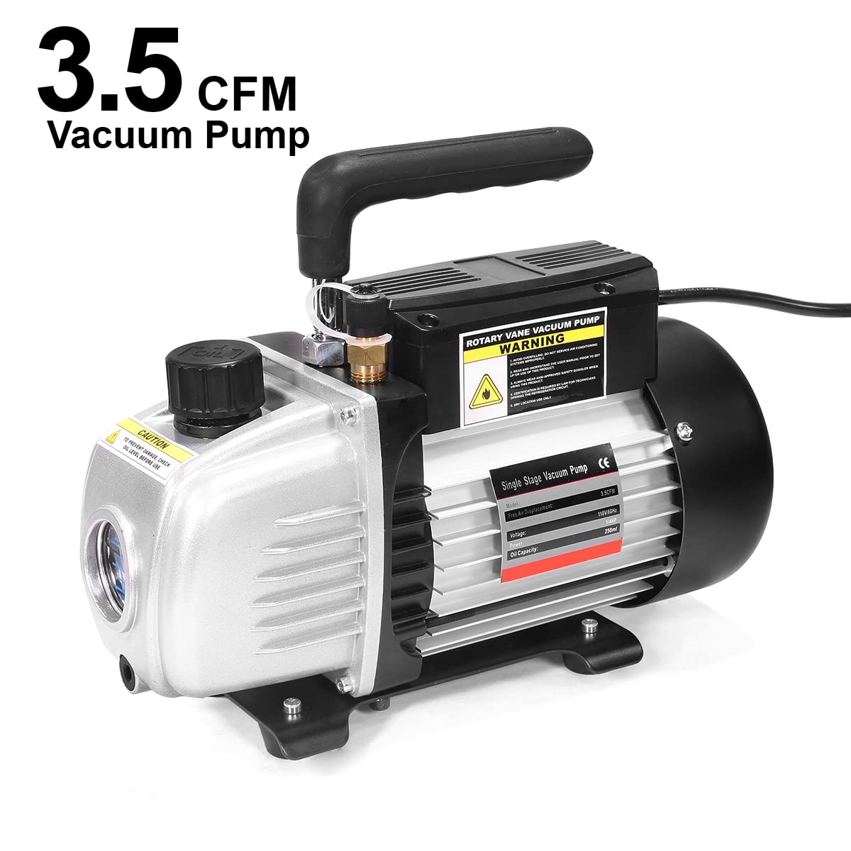 XtremepowerUS 3.5CFM 1/4HP HVAC Vacuum Pump - Professional AC Refrigeration Kit for R134a R12 R22 R410a - Includes Manifold Gauge Set & Carrying Tote - Perfect for Auto AC Repair & Home HVAC Maintenance