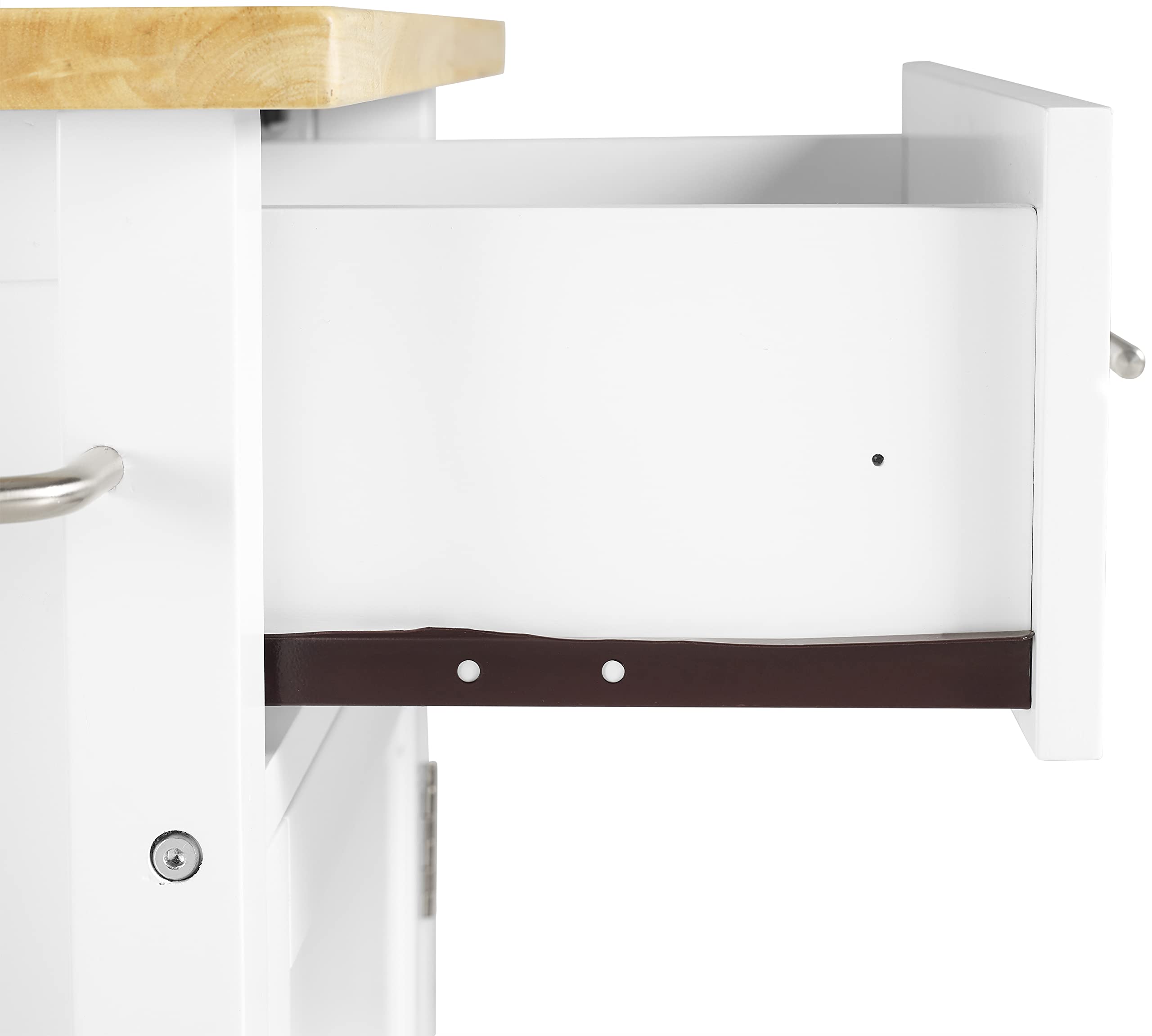 Crosley Savannah White Wood Top Drop Leaf Rolling Kitchen Island Cart with Spice Rack & Shelves - Perfect for Small Kitchens, Dining Rooms & Entertaining Spaces
