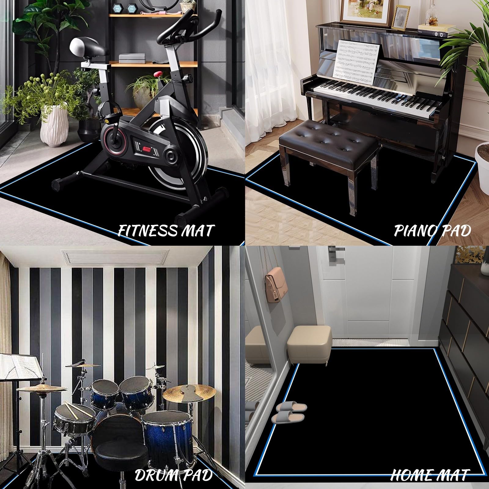 6x6.6Ft Drum Rug - Non-Slip Drum Mat Pad with Tightly Woven Fabric & Soundproof Design for Electronic/Jazz Drum Kits - Perfect Drum Accessories Gift for Drummers (K-Blue) - Ideal for Home Studios, Practice Rooms & Live Performances