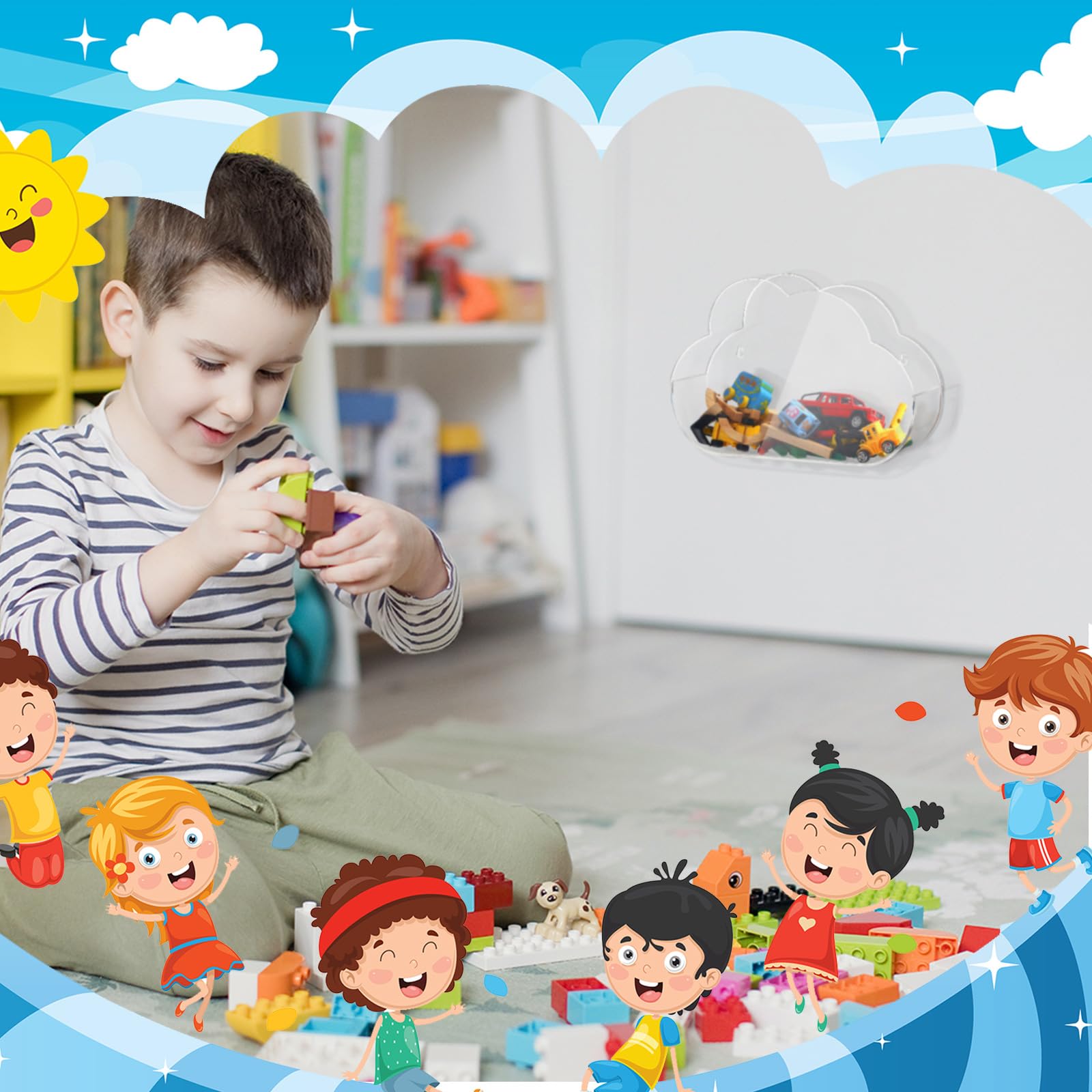 Acrylic Wall Mounted Toy Organizer for Kids - Clear Hanging Storage Display Bin for Nursery, Playroom, Cars, Blocks & Trains | Perfect for Organizing Toys, Snacks & Small Items in Bedrooms & Daycares (1 Piece)