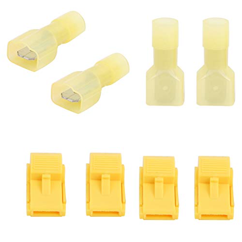 120 Pairs T Tap Connectors Assortment Kit - Insulated Male Wire Quick Disconnect Terminals for Electrical Wiring (Yellow) | Ideal for Automotive, Home Appliances & DIY Electrical Projects